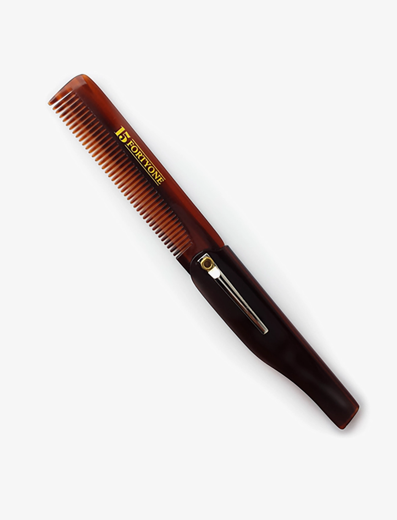 1541 of London Pocket Size Folding Comb W/ Clip, One Size, Brown, Skæg & Overskæg > Skægkamme, Herre