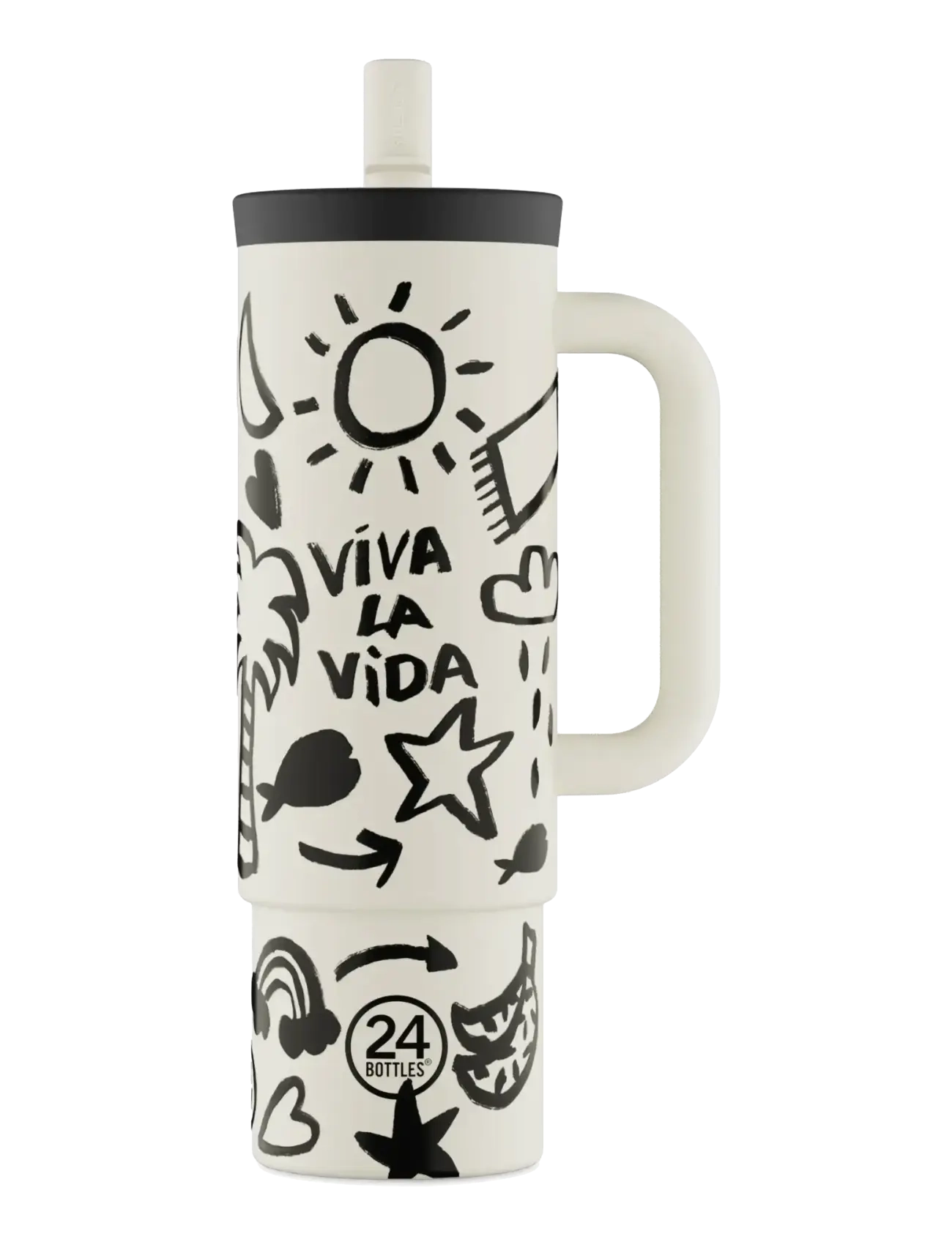 24bottles Straw Cup 800 Ml Viva La Vida, Thermal Kop, Creme, Str: 800 ML
