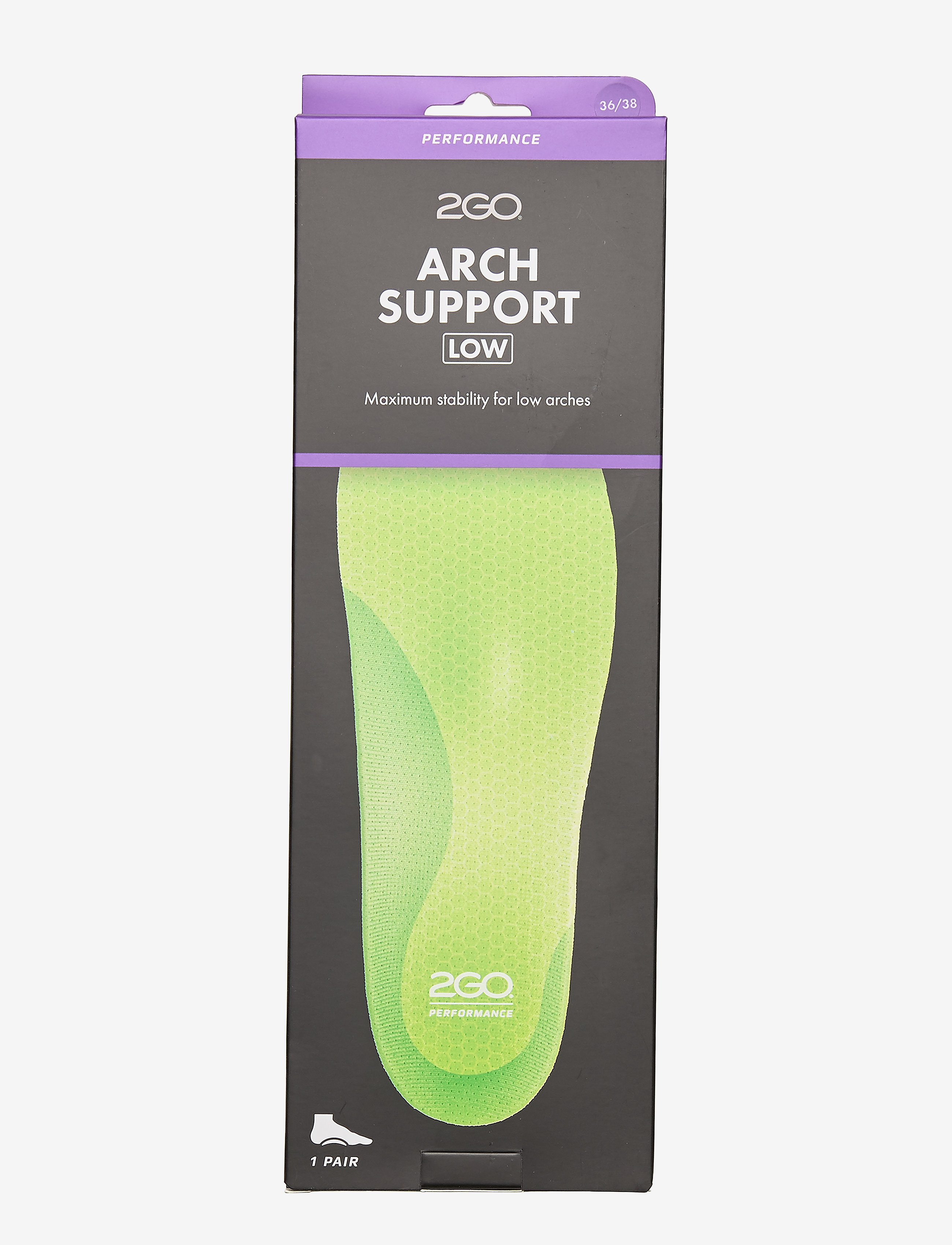 2GO 2Go Arch Support Low, 36-38, Green, Skotilbehør > Såler, Dame