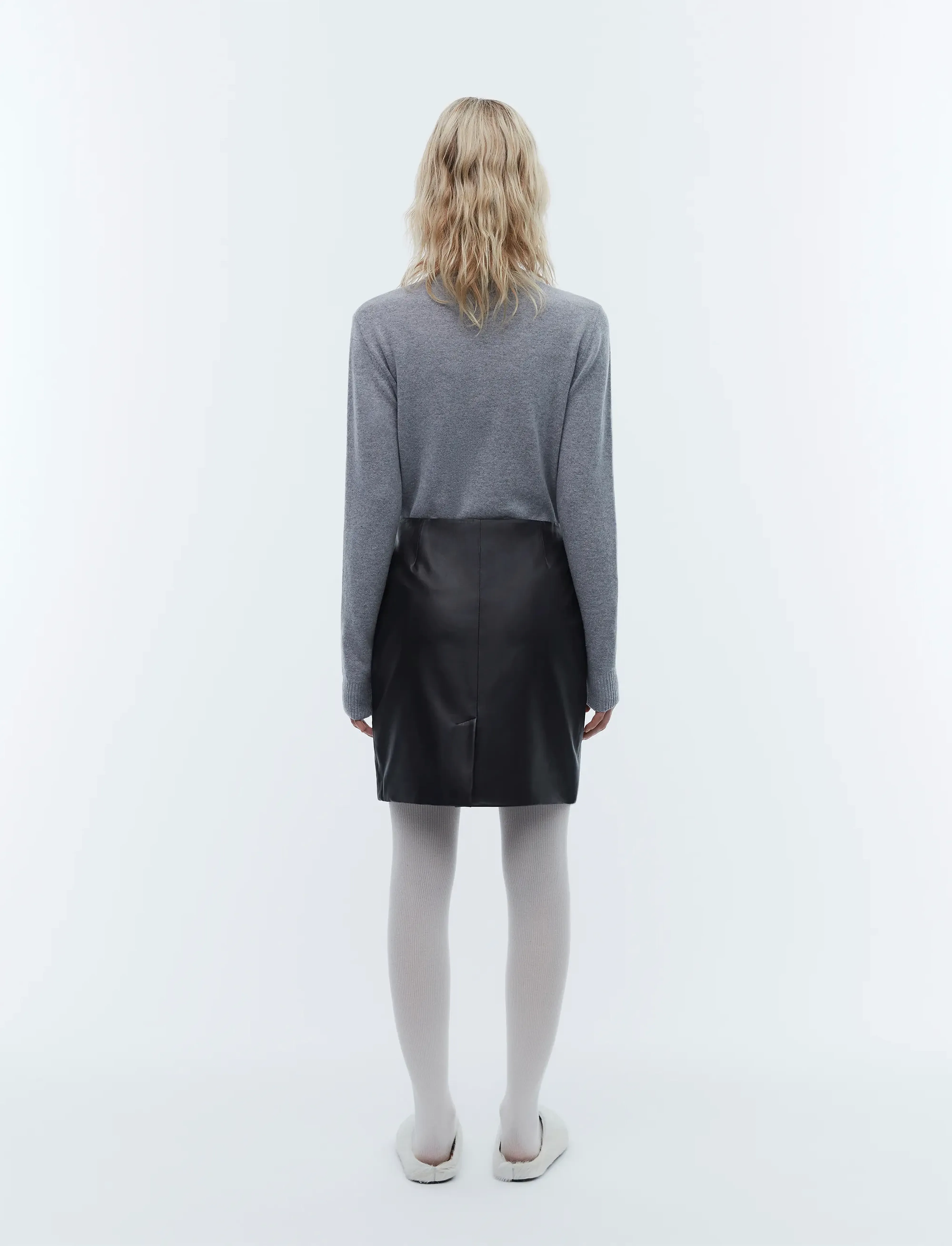 2NDDAY - 2ND Ceciliana - Classic Leather - Ādas svārki - meteorite (black) - 2