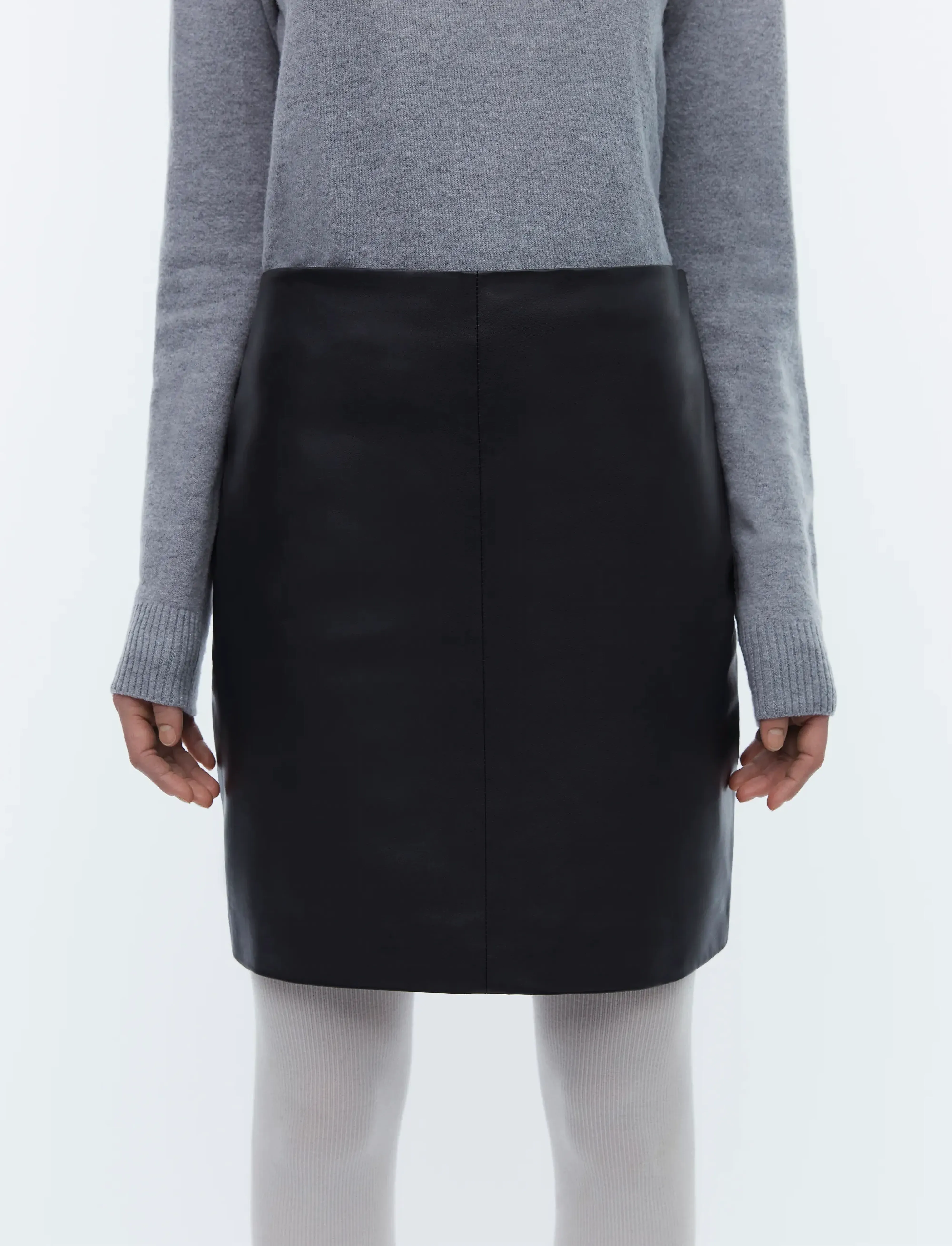 2NDDAY - 2ND Ceciliana - Classic Leather - Ādas svārki - meteorite (black) - 3