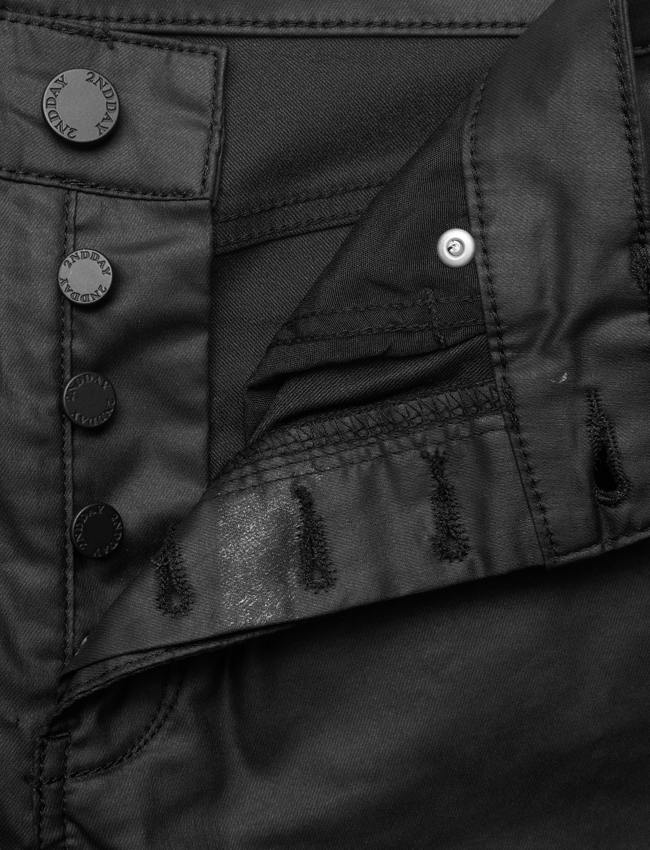 2NDDAY - 2ND Riggis Comfort Coated - læderbukser - black denim - 3