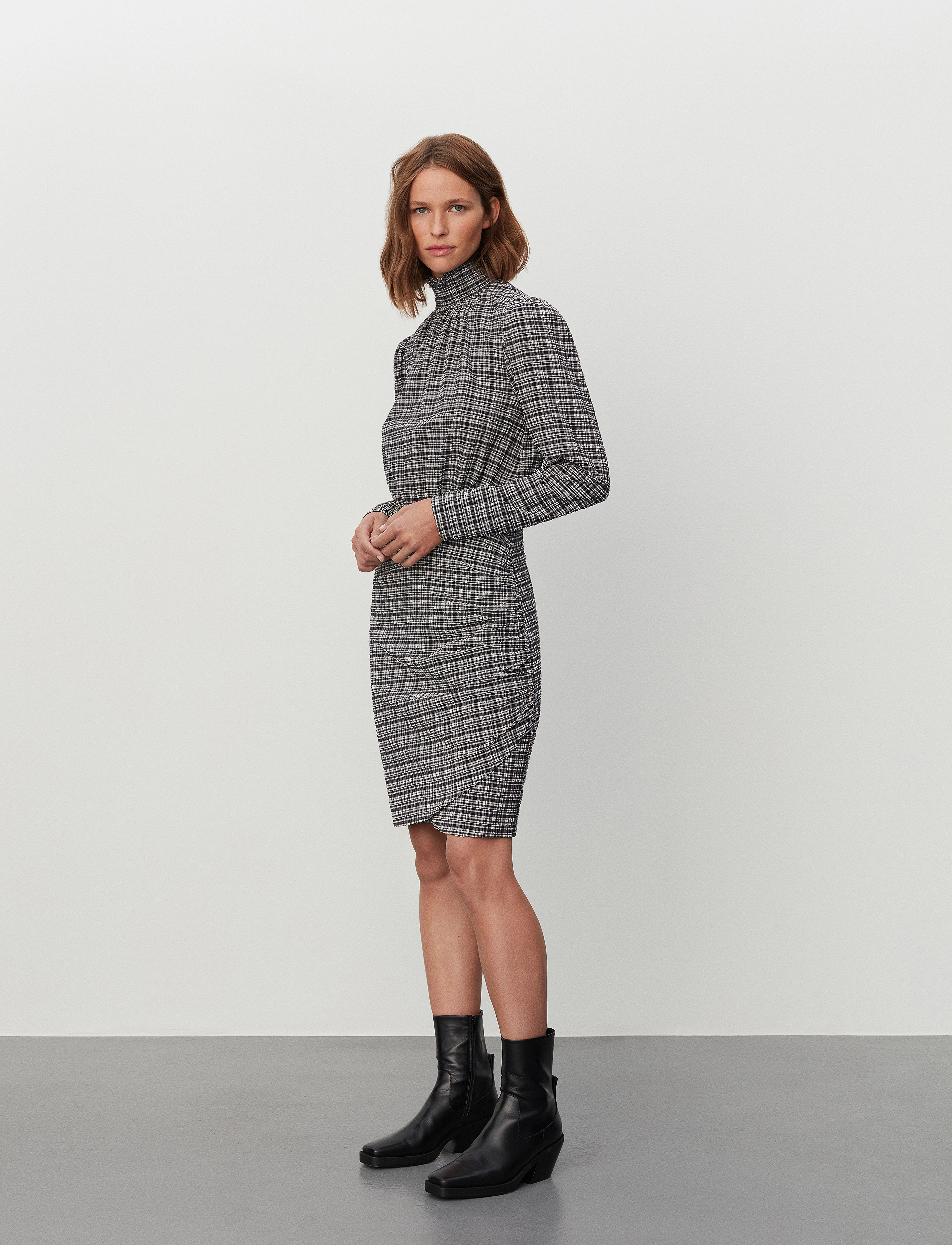 2NDDAY - 2ND Louanna - Structural Check - short dresses - meteorite (black) - 3