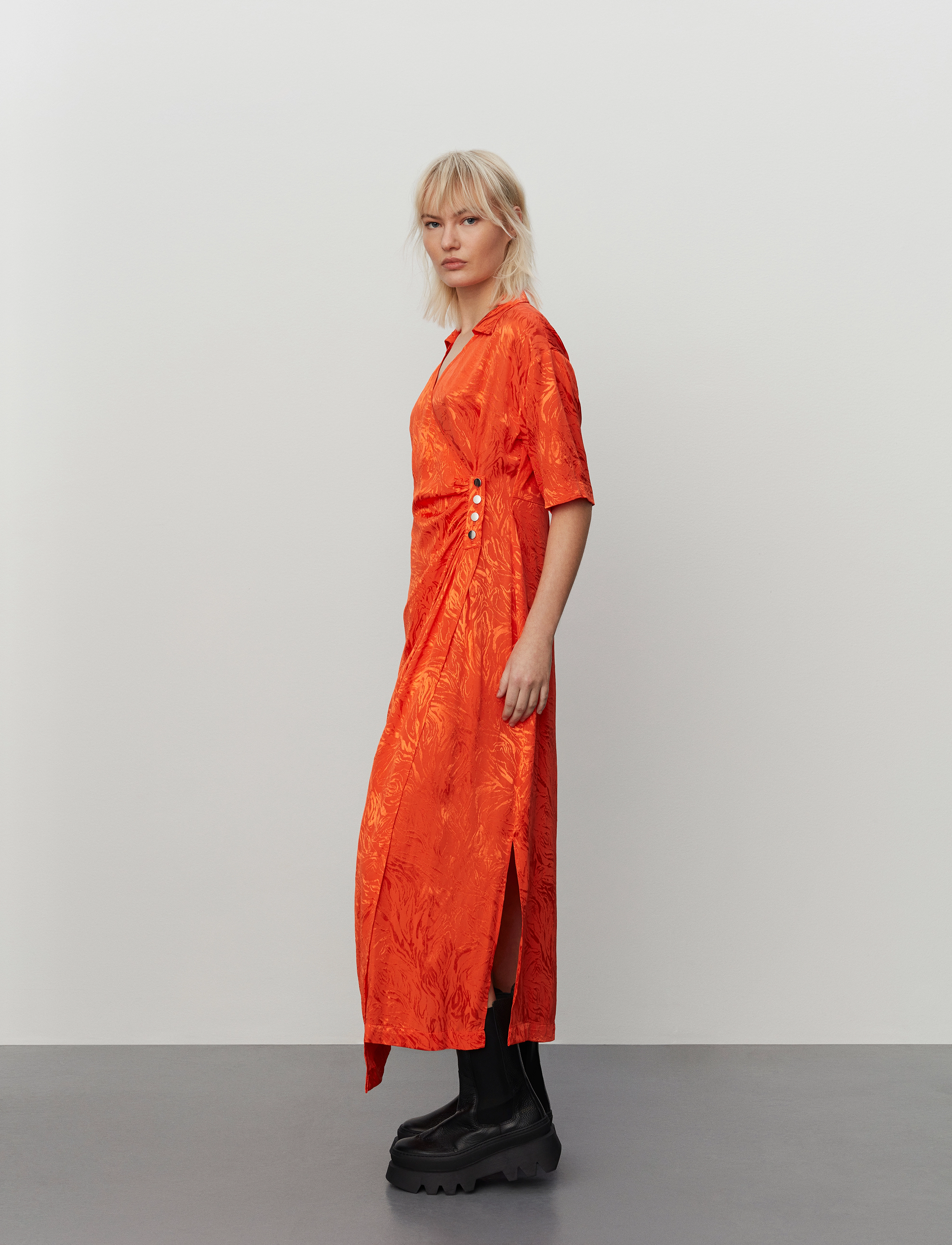 2NDDAY - 2ND Morla - Soft Jacquard - skjortklänningar - mandarin red - 5