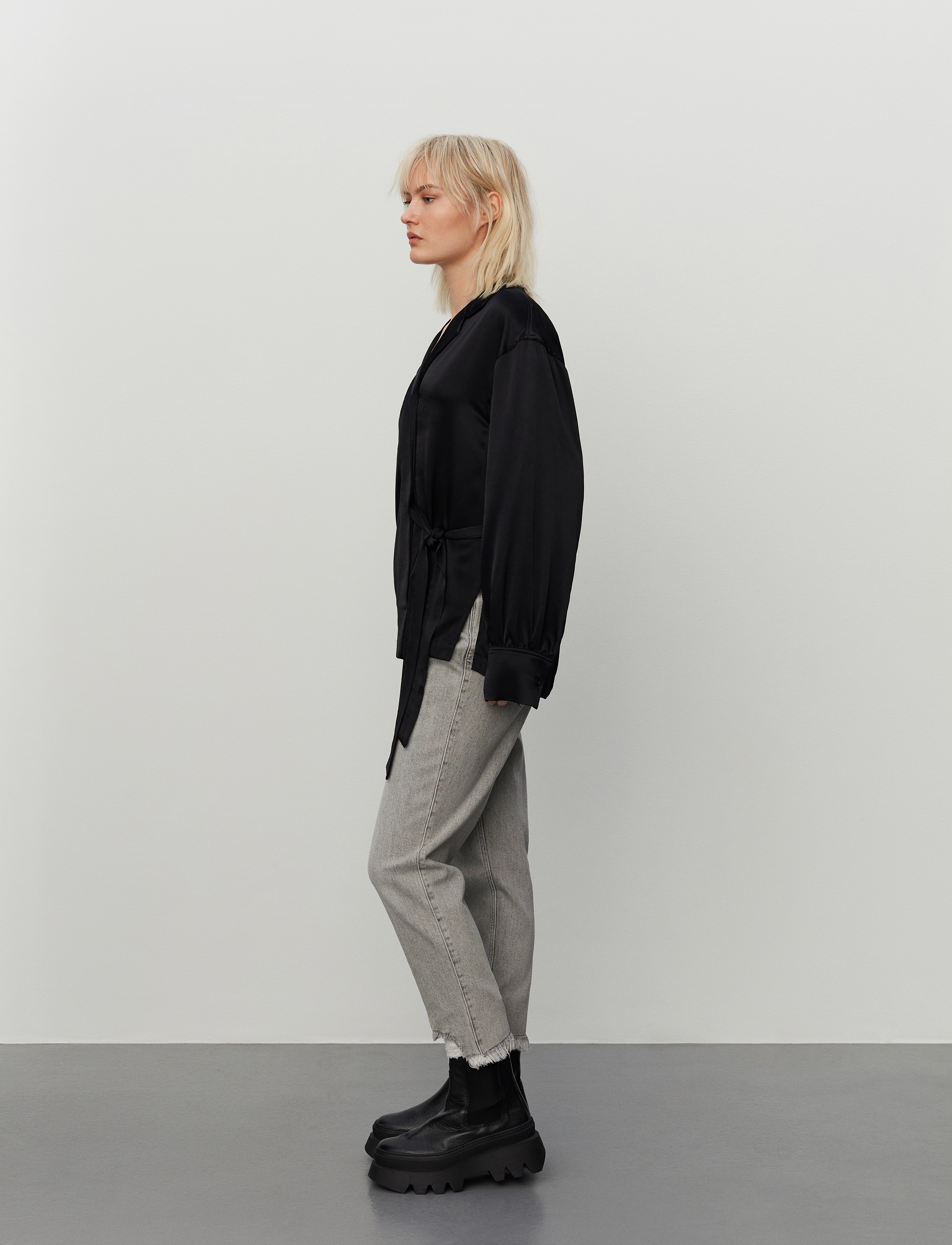 2NDDAY - 2ND Shanon TT - Satin Ease - langärmlige blusen - meteorite (black) - 4