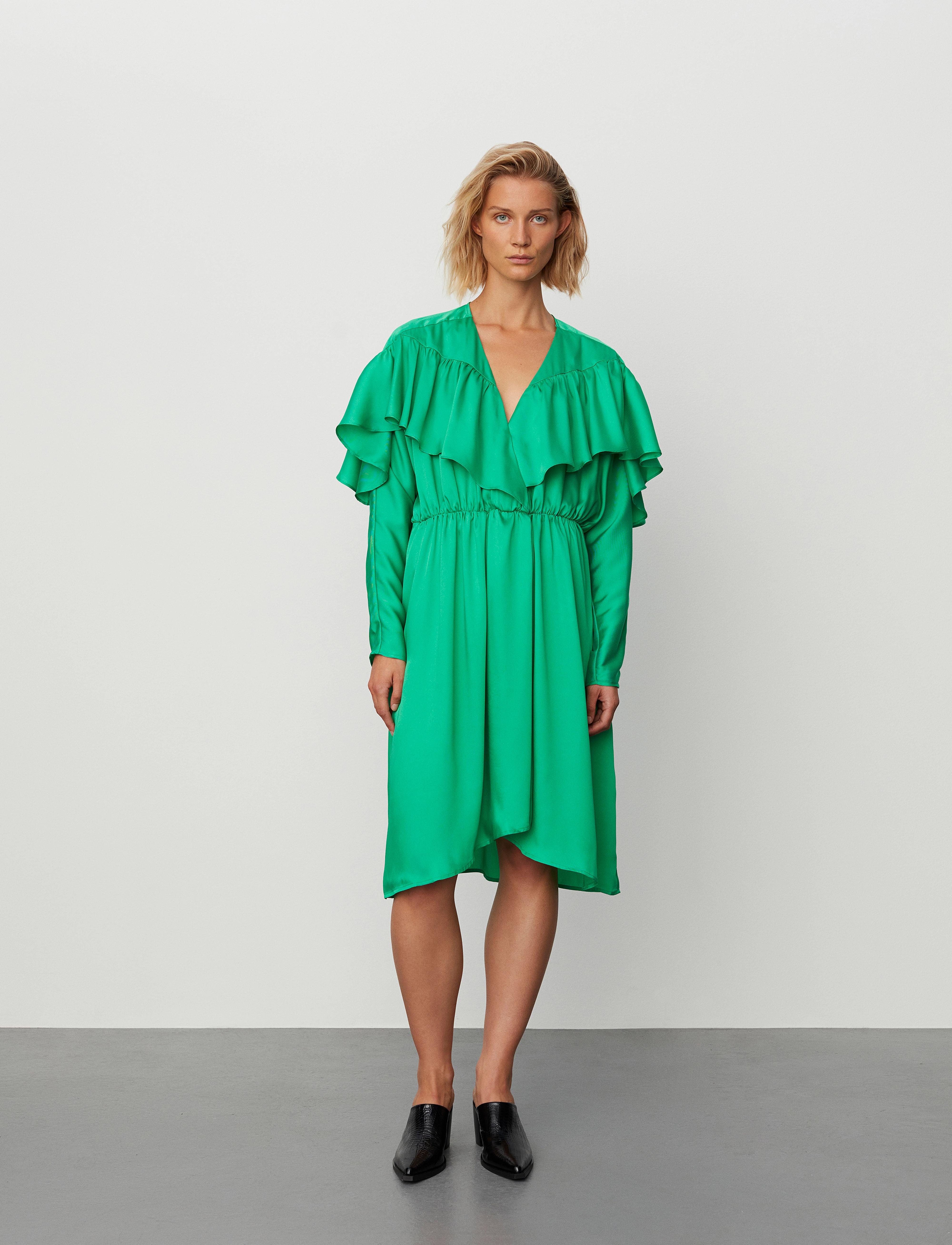 2NDDAY 2Nd Mavis Drapy Twill Solid, 34, Dresses, Grün - Short Dress, Frauen