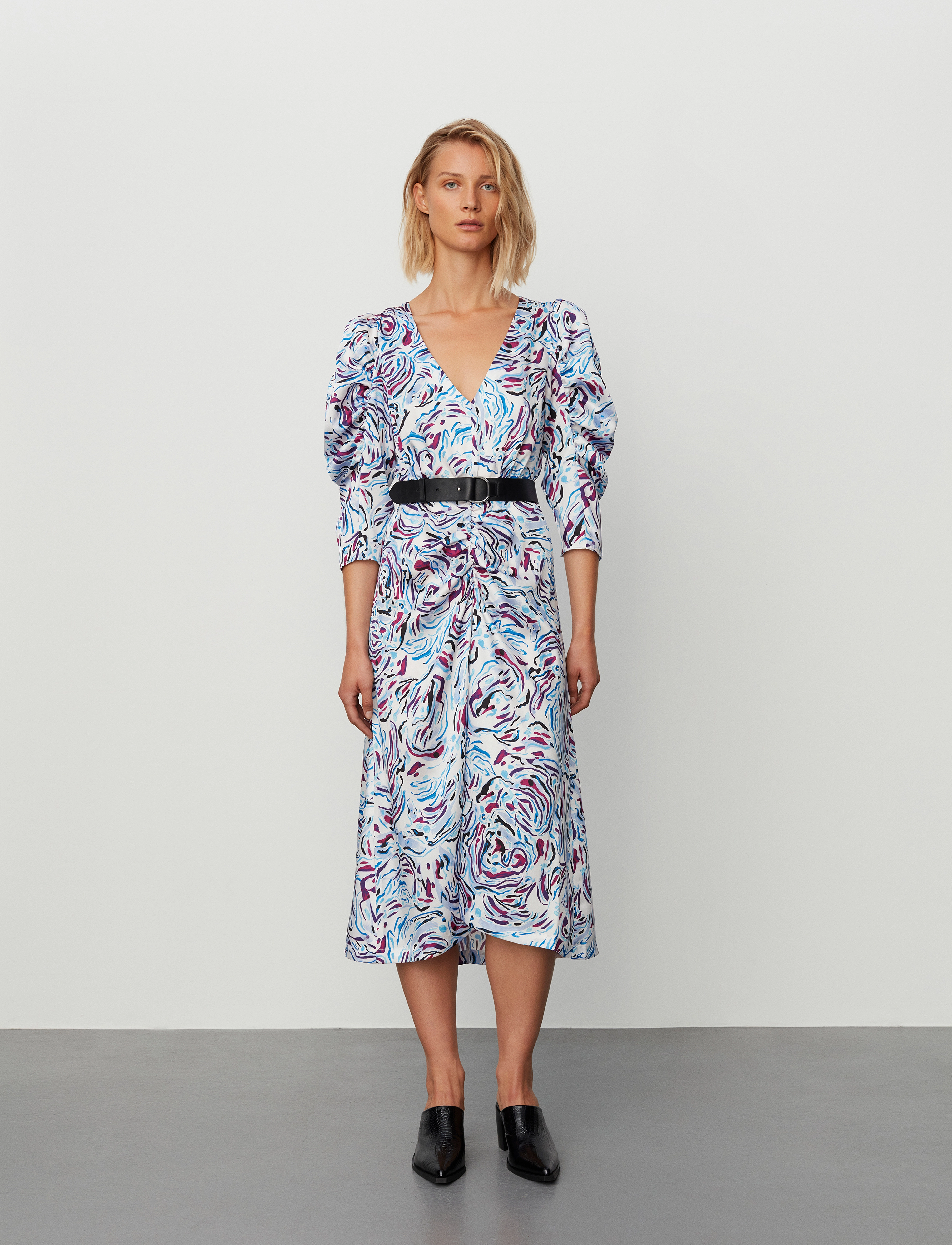 2NDDAY - 2ND Antoinette - Drapy Twill print - festkjoler - dancing lines blue - 3