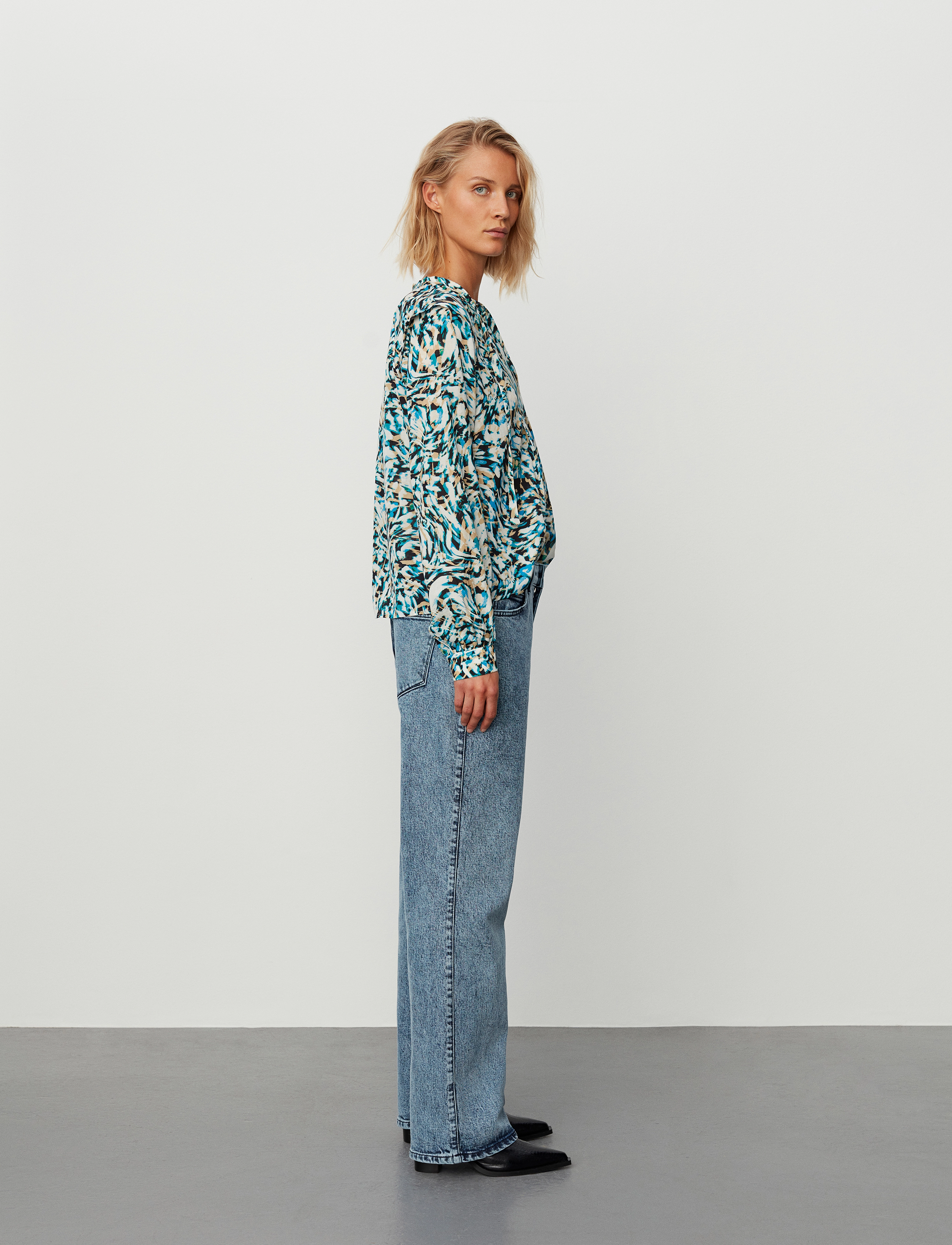2NDDAY - 2ND Roux - Cotton Bliss Print - long sleeved blouses - twirl blue - 3