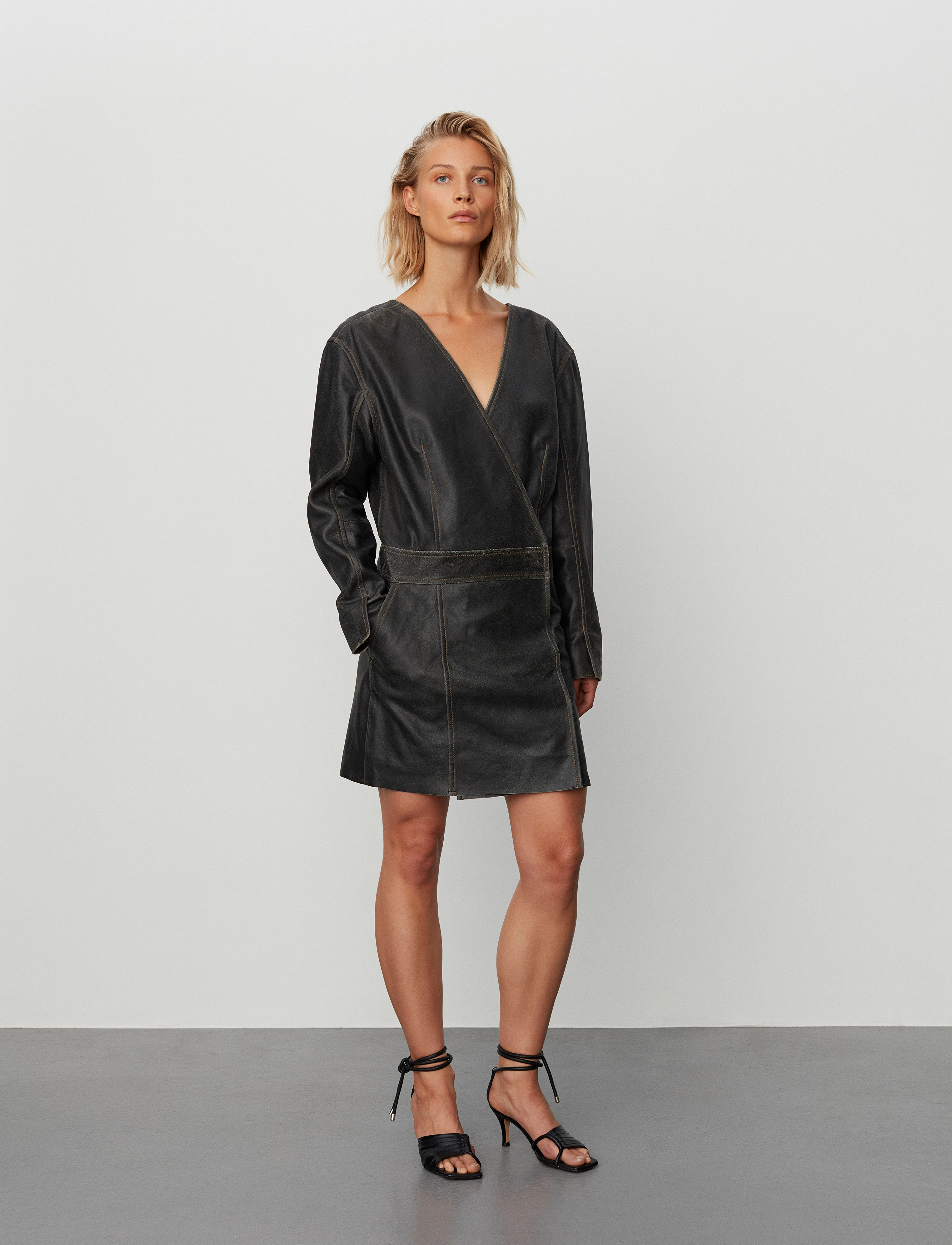 2NDDAY 2Nd Clement Leather Crush, 34, Dresses, Schwarz - Short Dress, Frauen