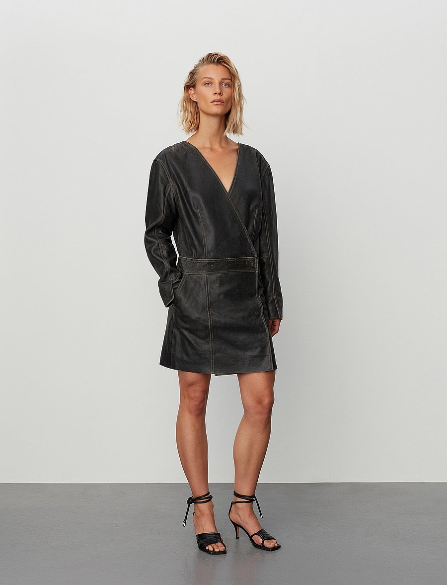 2NDDAY - 2ND Clement - Leather Crush - partykleider - meteorite (black) - 0