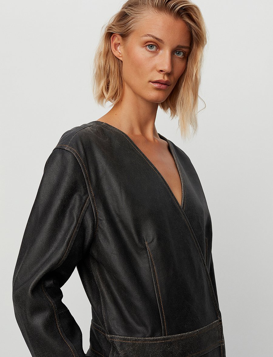 2NDDAY - 2ND Clement - Leather Crush - partykleider - meteorite (black) - 4