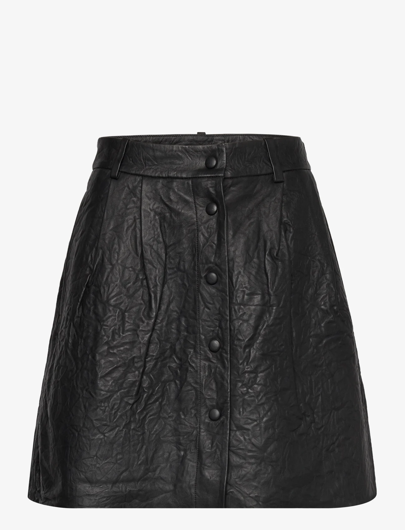 2NDDAY - 2ND Gabin - Crinkled Leather - leather skirts - meteorite (black) - 0