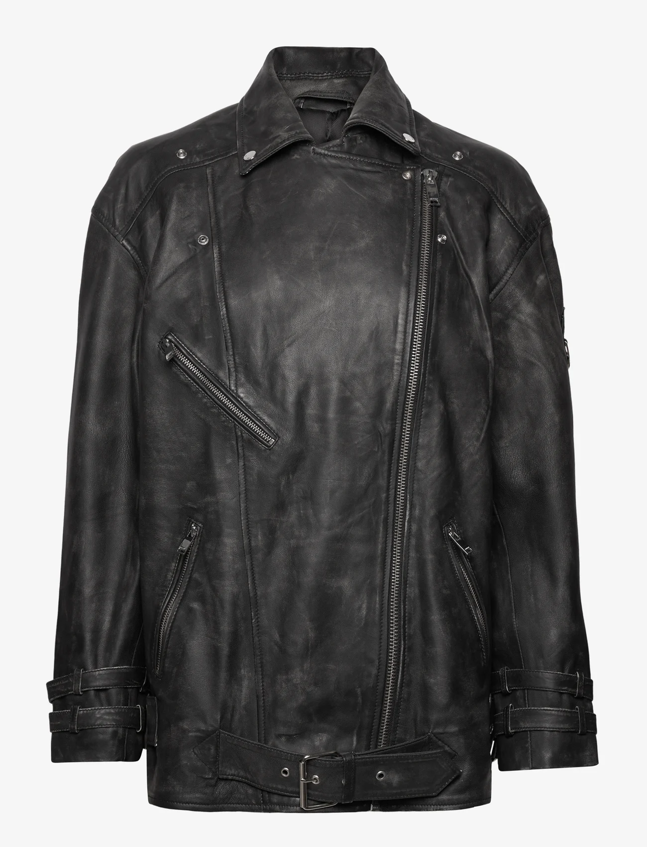 2NDDAY - 2ND Jagger - Uneven Leather - spring jackets - unblack - 0