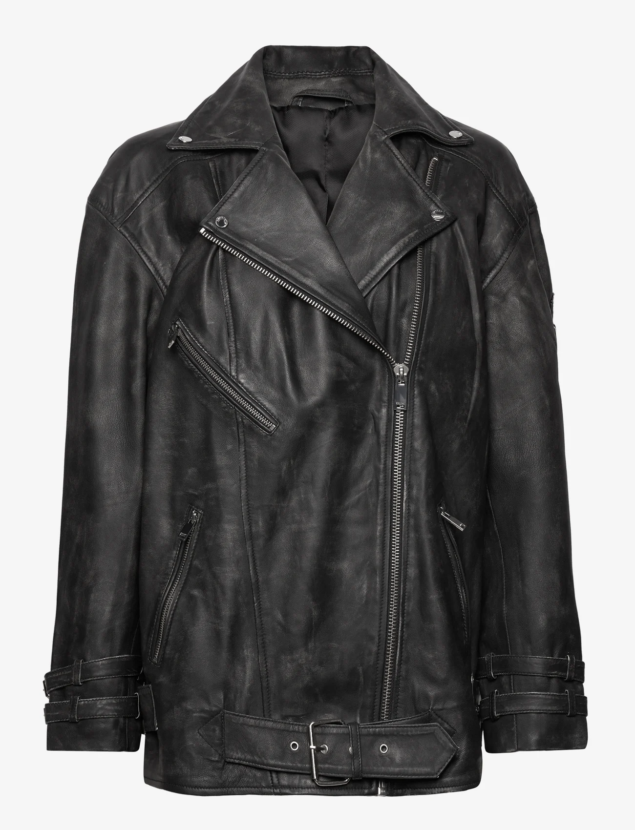 2NDDAY - 2ND Jagger - Uneven Leather - spring jackets - unblack - 1