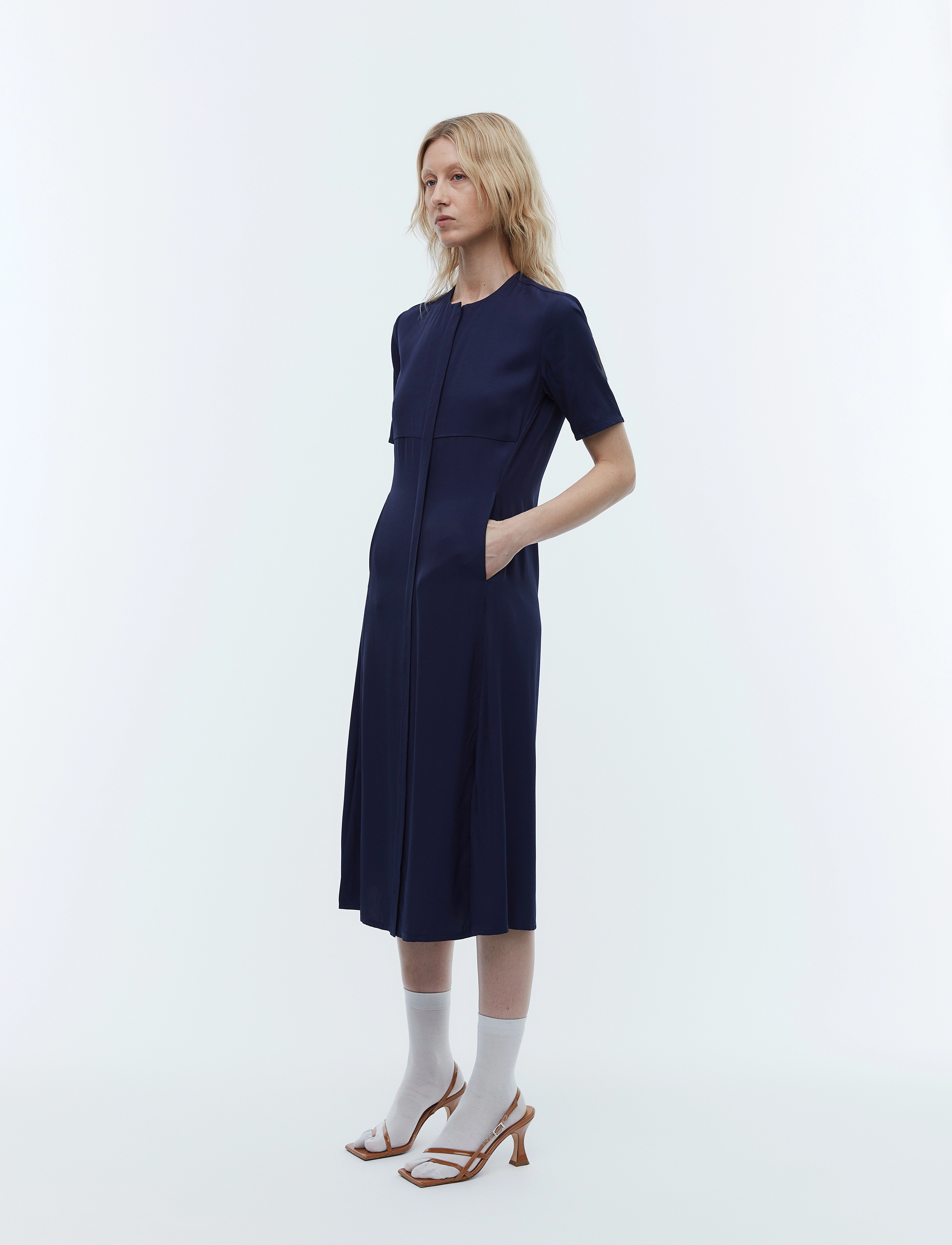 2NDDAY - 2ND Ami - Fluid Twill - midi dresses - evening blue - 4