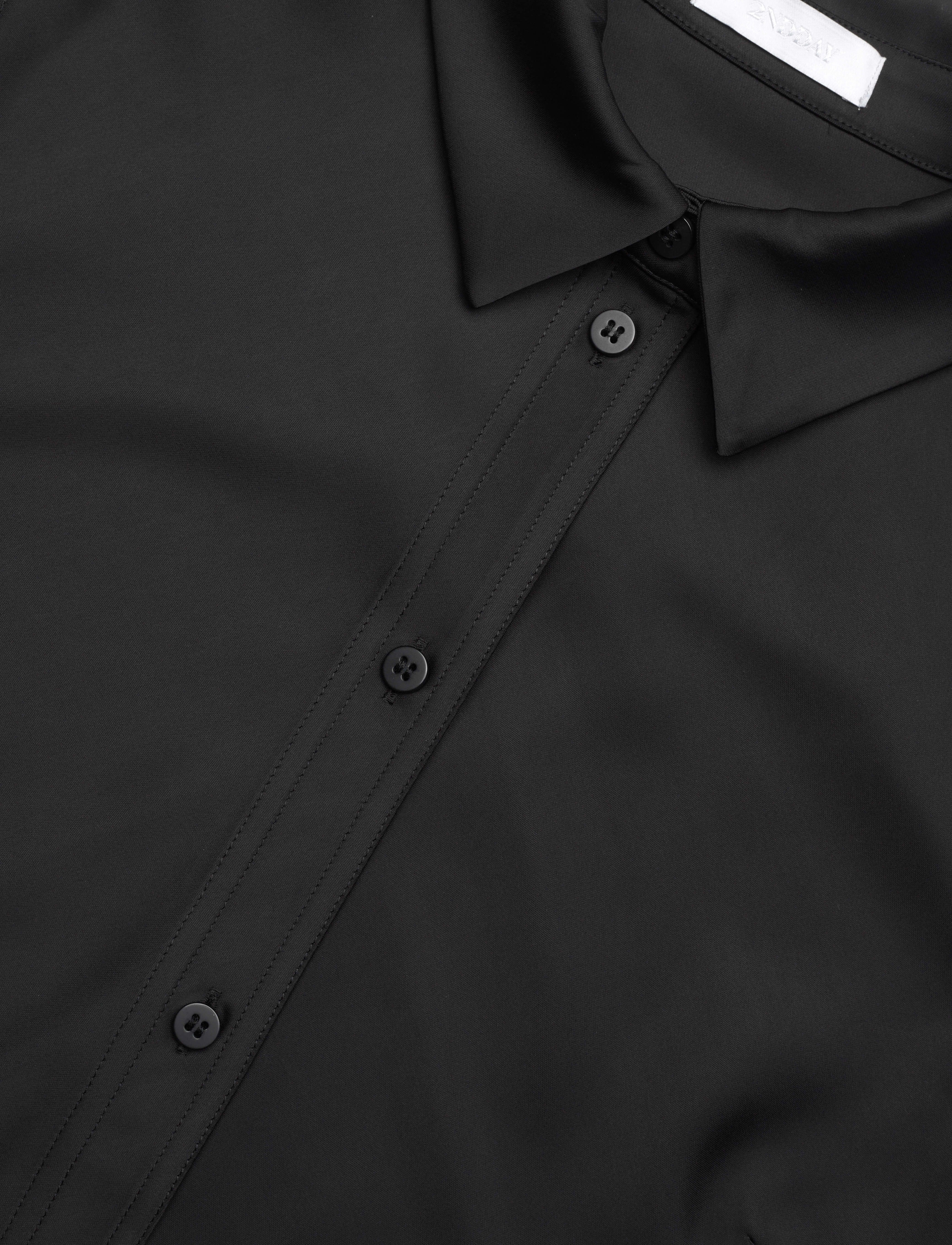 2NDDAY - 2ND Maria - Heavy Satin - langærmede skjorter - meteorite (black) - 2