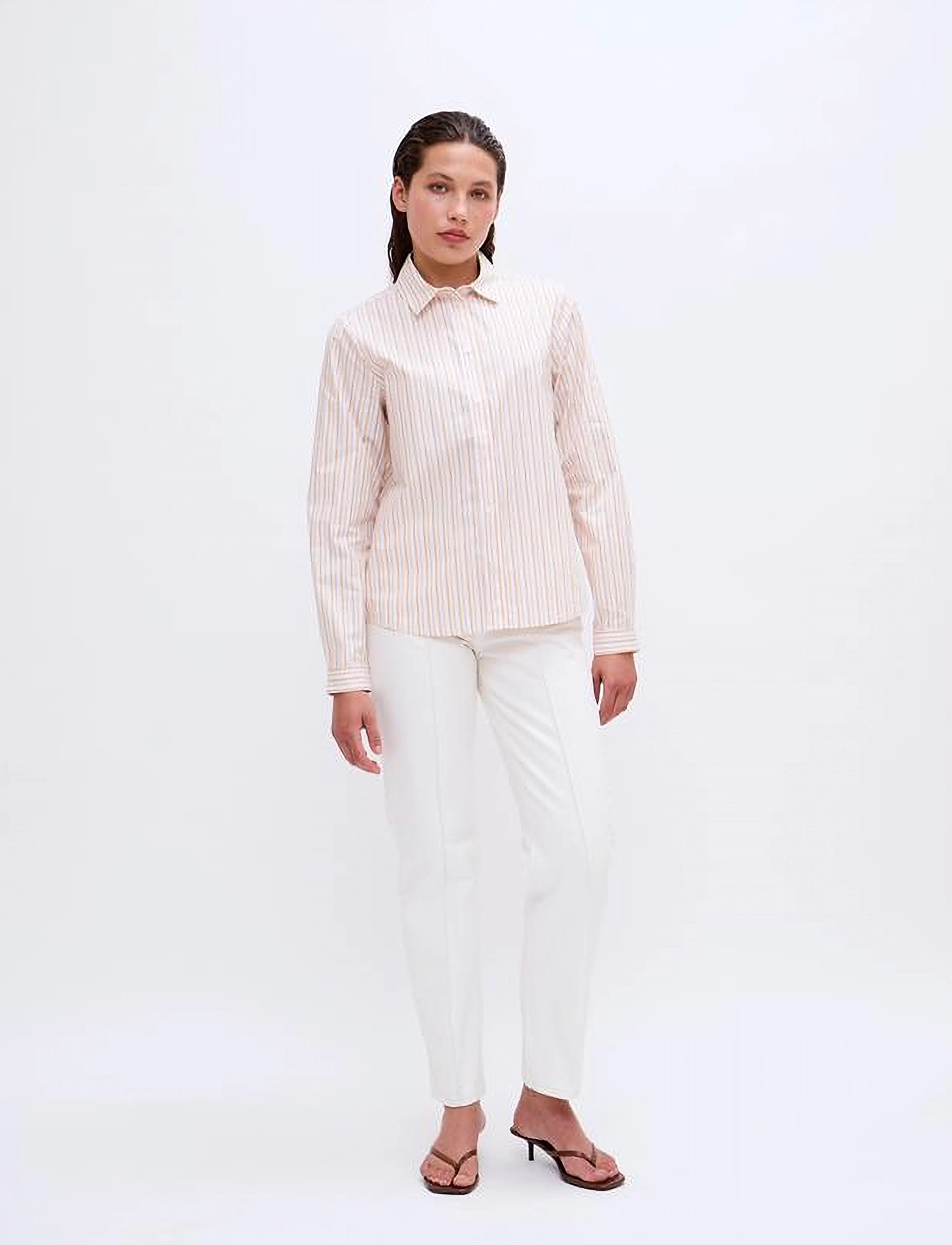 2NDDAY 2Nd Mariam Cotton Stripes, Kvinder, Stribet Skjorte, Gul, Str: 38