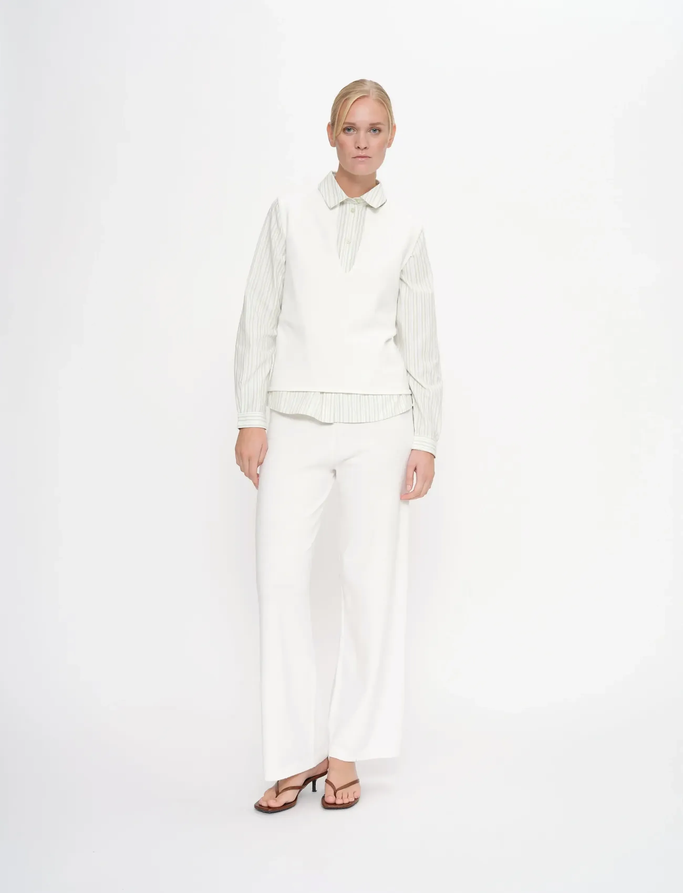 2NDDAY - 2ND Martha - Viscose Knit - spodnie szerokie - 111001 white alyssum - 5