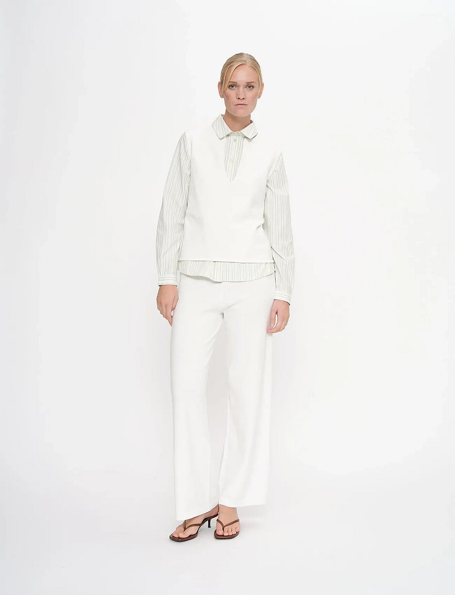 2NDDAY - 2ND Martha - Viscose Knit - laia säärega püksid - 111001 white alyssum - 5