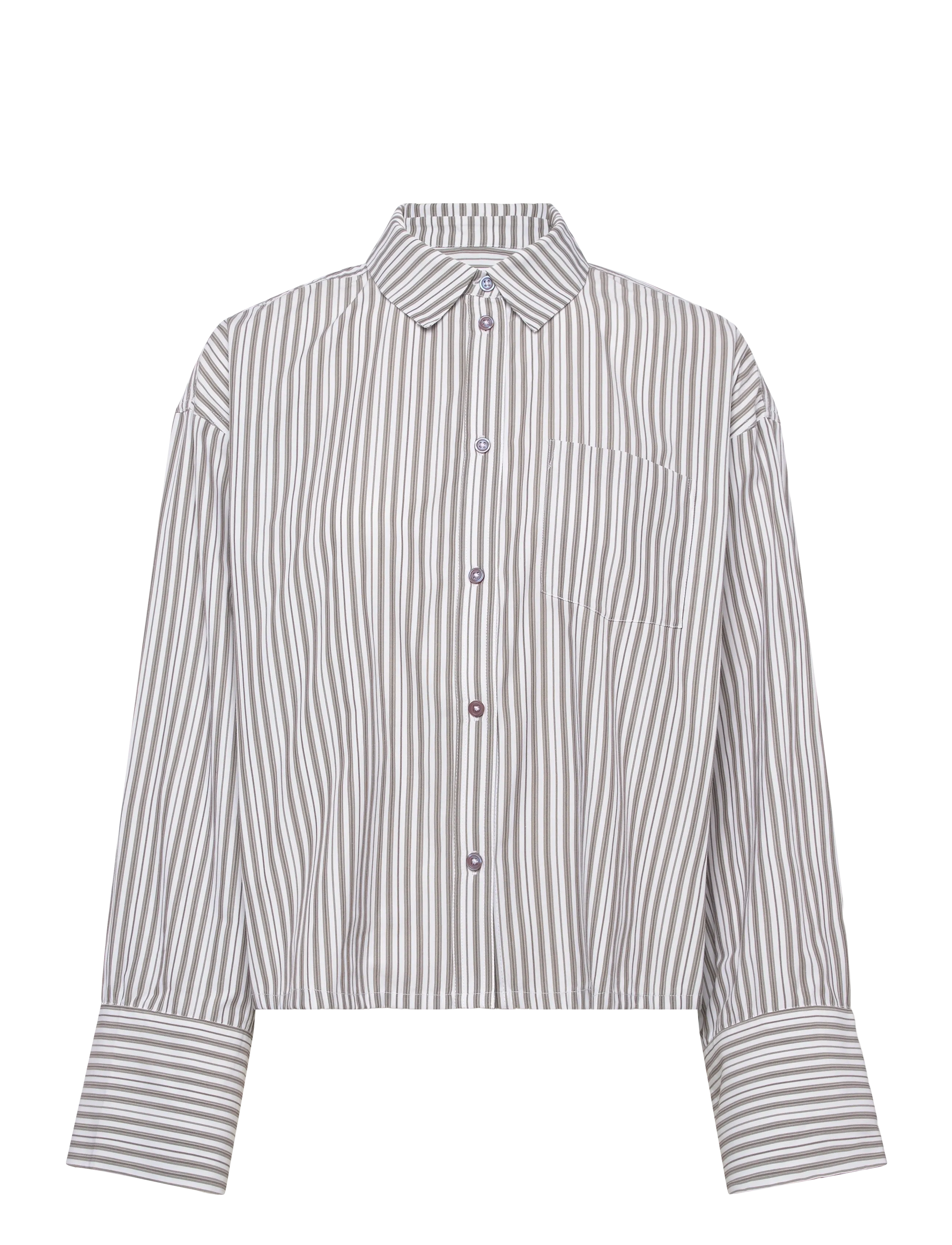 2NDDAY 2ND Clarin - Cotton Stripes - Transitional Layering - 420147 WALNUT STRIPE / grey