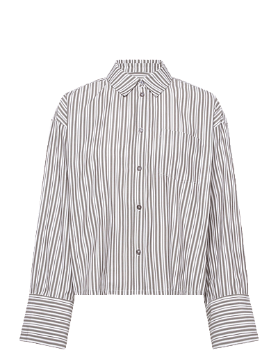2NDDAY 2ND Clarin - Cotton Stripes - Pikkade varrukatega särgid - 420147 WALNUT STRIPE / grey