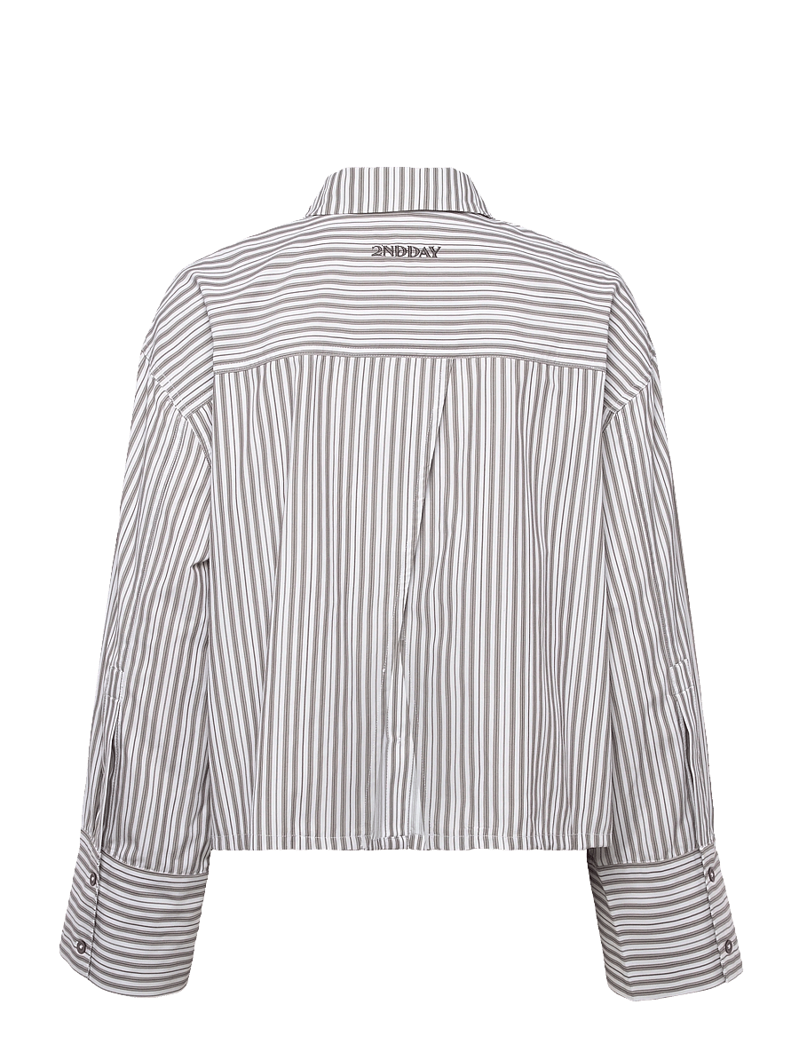 2NDDAY - 2ND Clarin - Cotton Stripes - langærmede skjorter - 420147 walnut stripe - 2