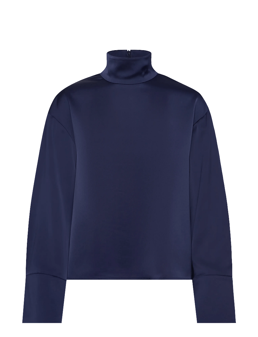 2NDDAY - 2ND Francisca - Heavy Satin - long sleeved blouses - 193933 medieval blue - 0
