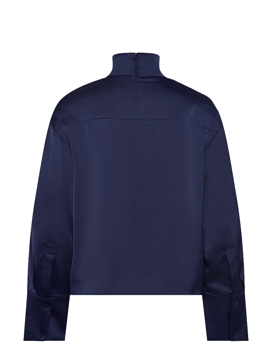 2NDDAY - 2ND Francisca - Heavy Satin - long sleeved blouses - 193933 medieval blue - 1