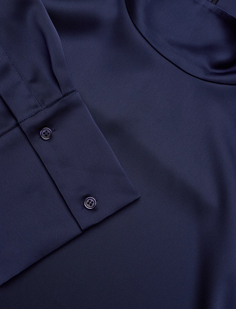 2NDDAY - 2ND Francisca - Heavy Satin - long sleeved blouses - 193933 medieval blue - 2