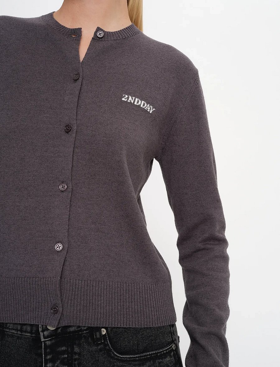 2NDDAY - 2ND Vinny - Soft Wool Blend - cardigans - 190203 gray pinstripe - 0