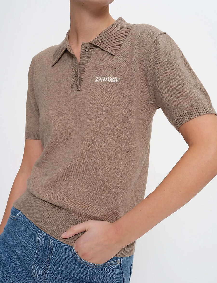 2NDDAY - 2ND Jean - Soft Wool Blend - poloshirts - 171310 timber wolf - 0