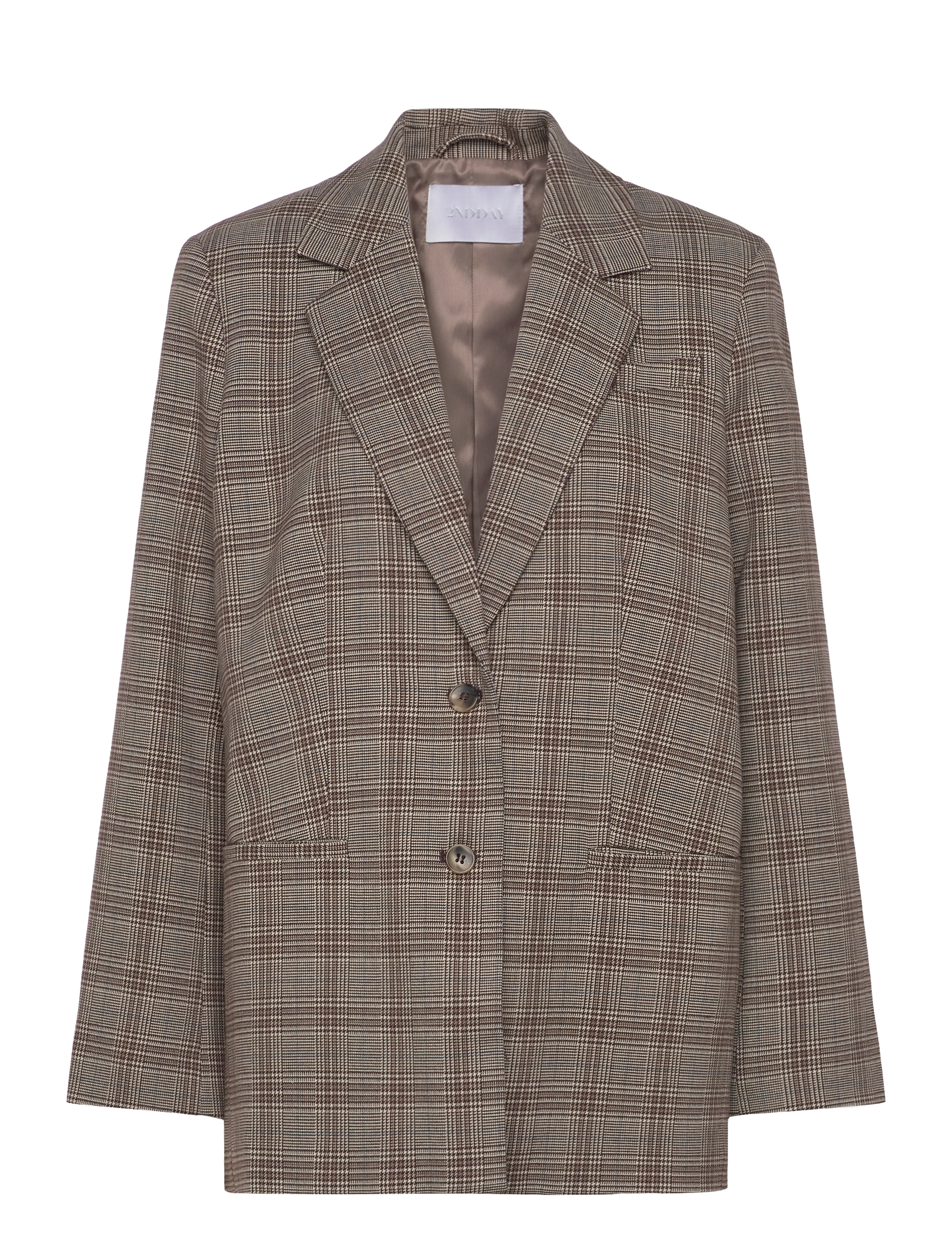2NDDAY 2ND Harrum - Checked Suiting - Oversized blazere - 170808 TAUPE GRAY / brown
