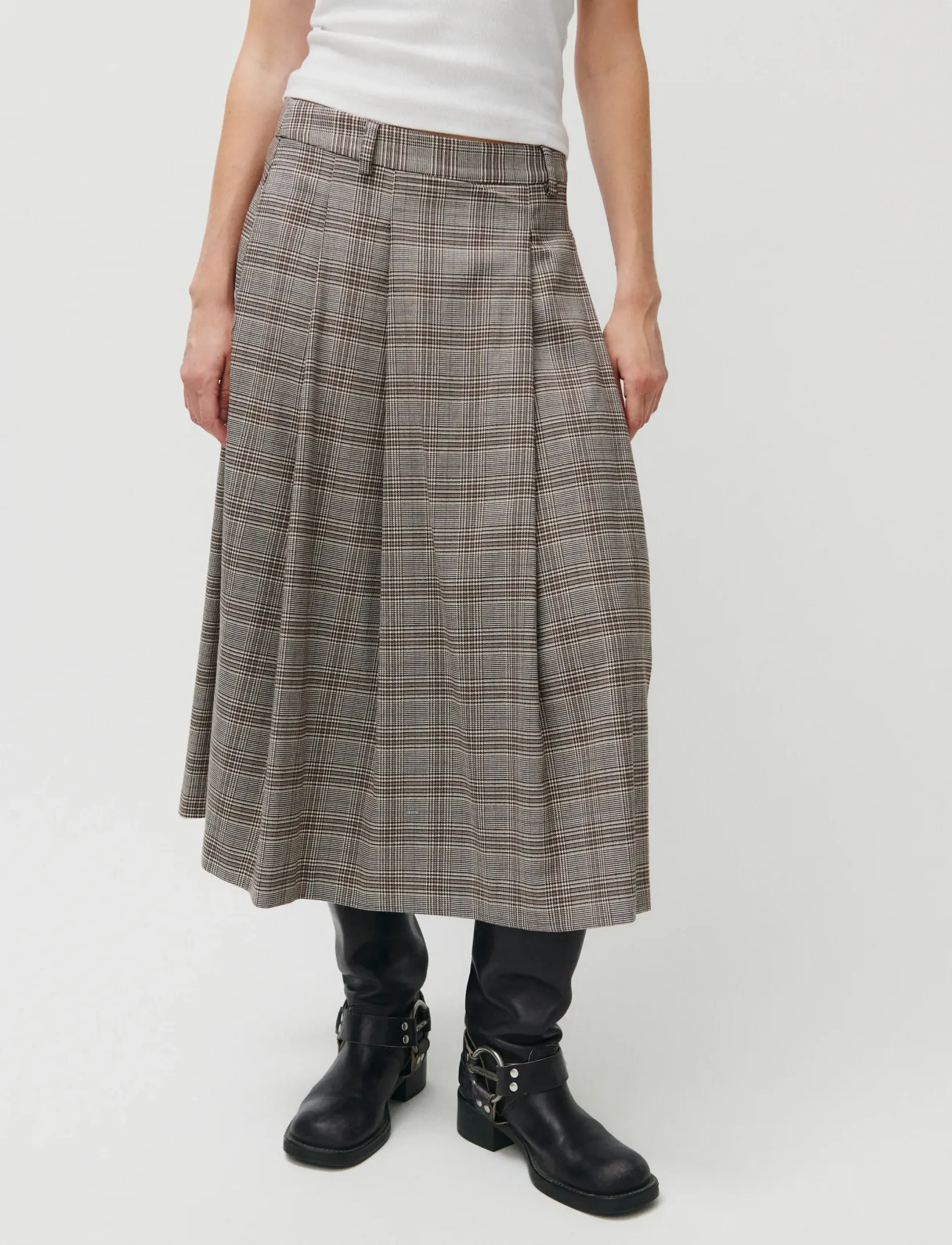 2NDDAY - 2ND Matilda - Checked Suiting - faltenröcke - taupe grey solid - 5