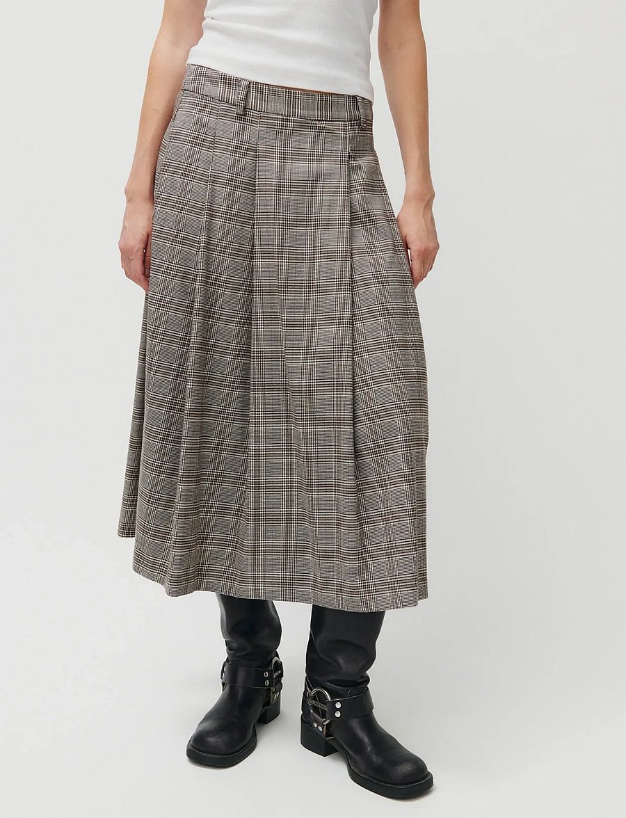 2NDDAY - 2ND Matilda - Checked Suiting - faltenröcke - taupe grey solid - 5