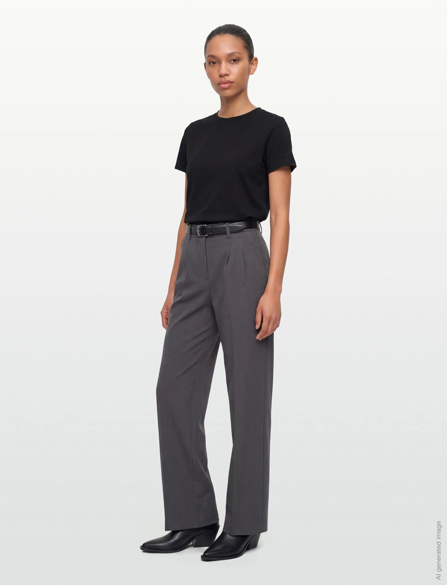 2NDDAY - 2ND Mille - Daily Sleek - hosen mit weitem bein - gray pinstripe - 0