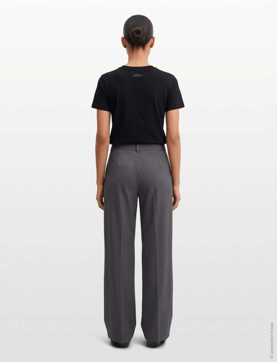 2NDDAY - 2ND Mille - Daily Sleek - hosen mit weitem bein - gray pinstripe - 4
