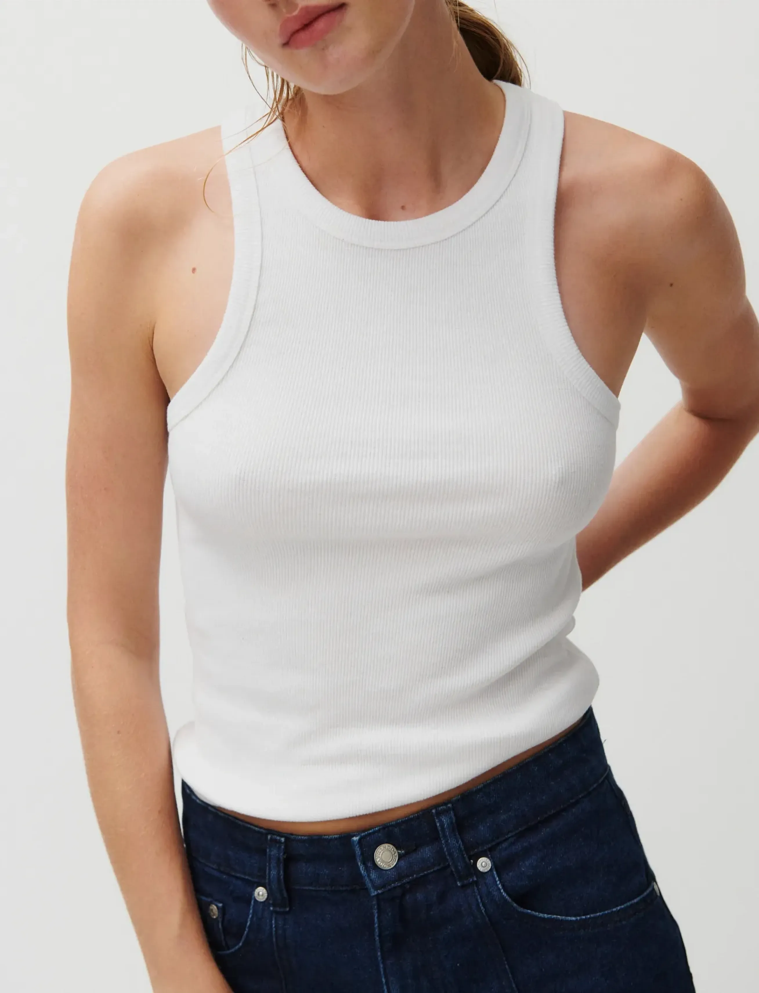 2NDDAY 2ND Purity TT - Daily Cotton Rib - Ermeløse topper - BRILLIANT WHITE / white