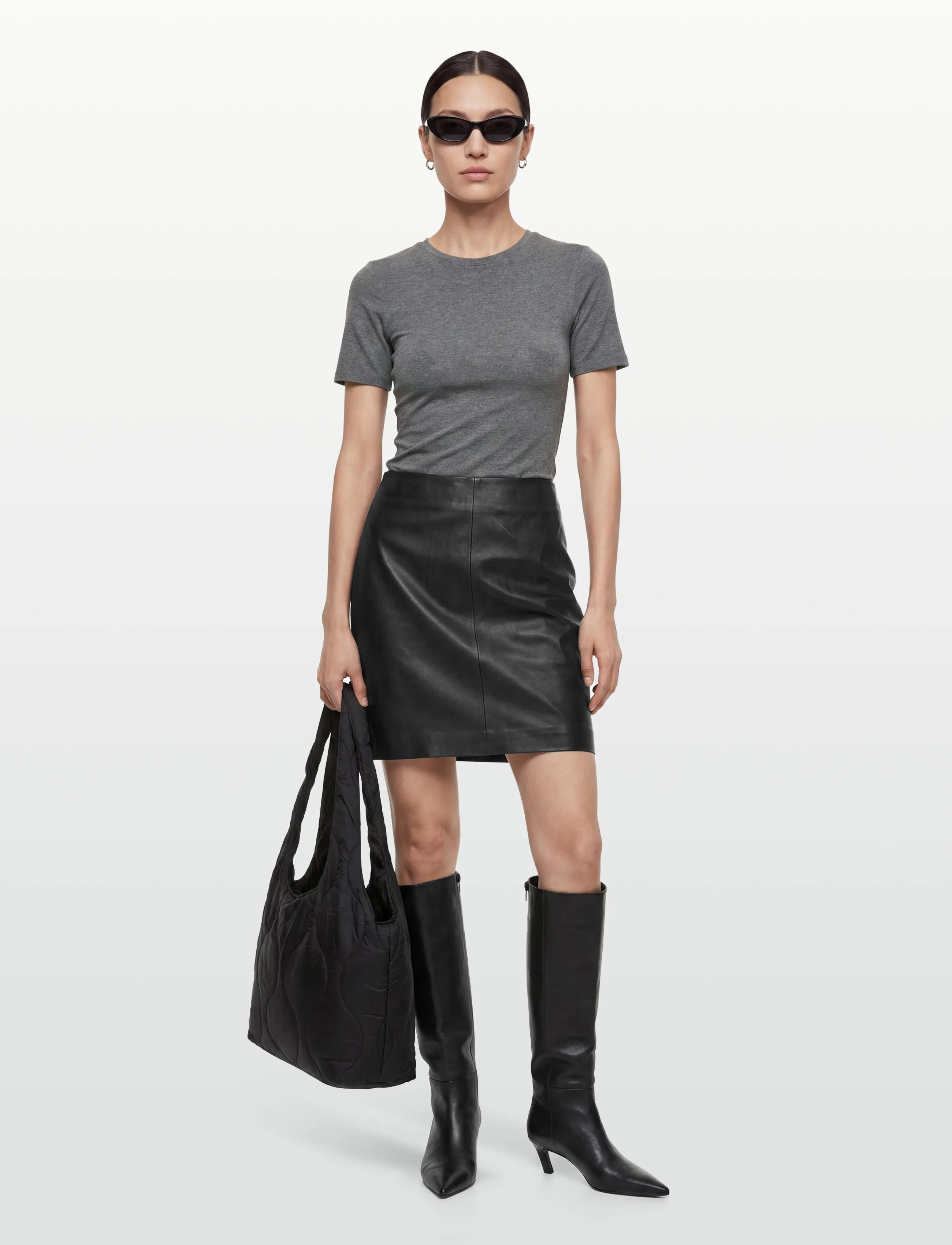2NDDAY 2Nd Ceciliana Classic Leather, Kvinder, Læder Mini Nederdel, Sort, Str: 44