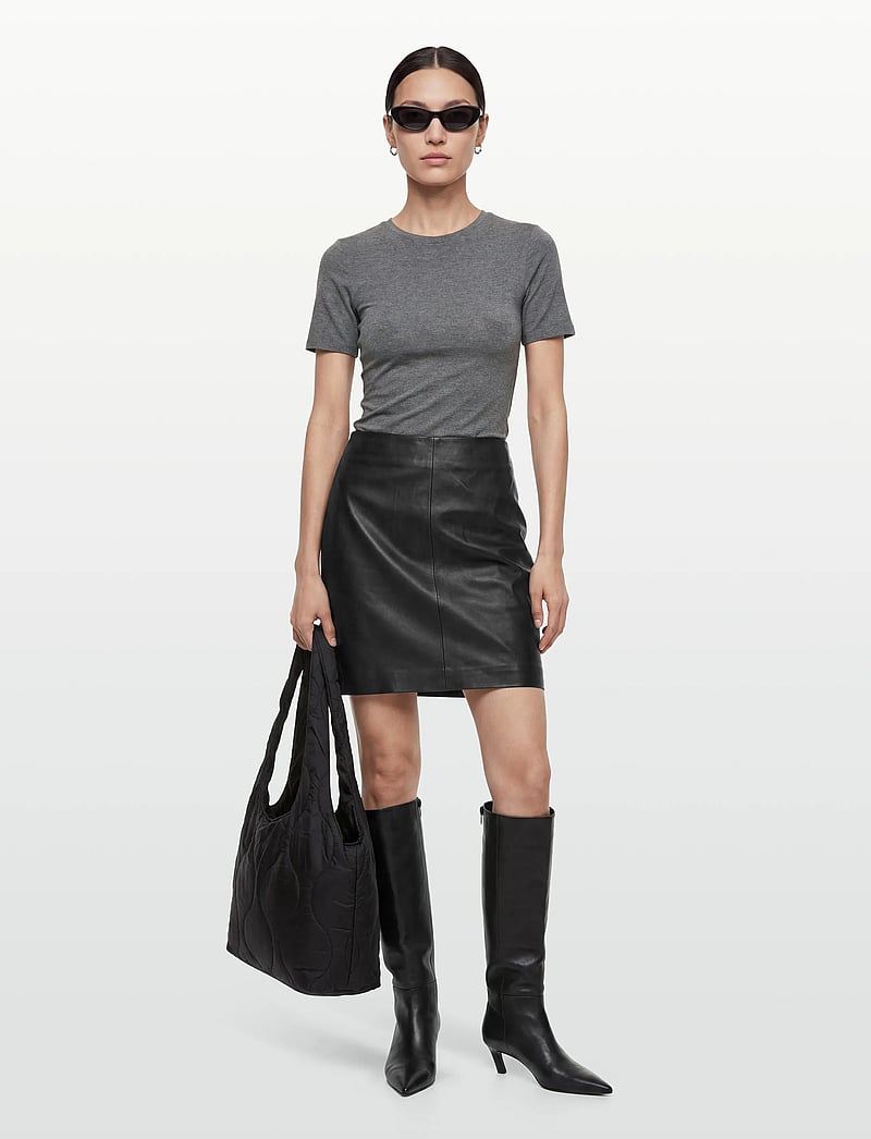 2NDDAY - 2ND Ceciliana - Classic Leather - kort skjørt - black - 0