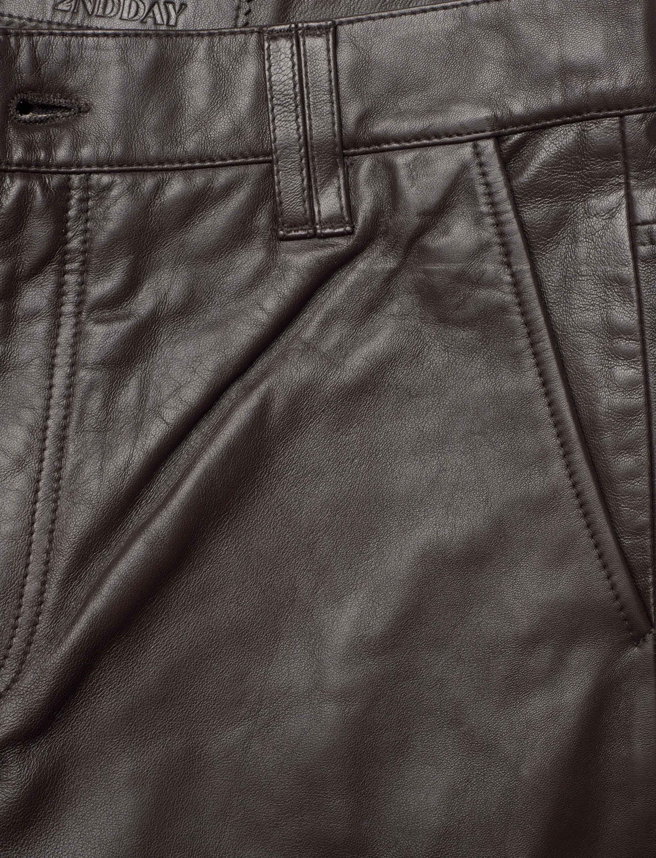 2NDDAY - 2ND Toff - Fine leather - leather trousers - 191110 chocolate plum - 2