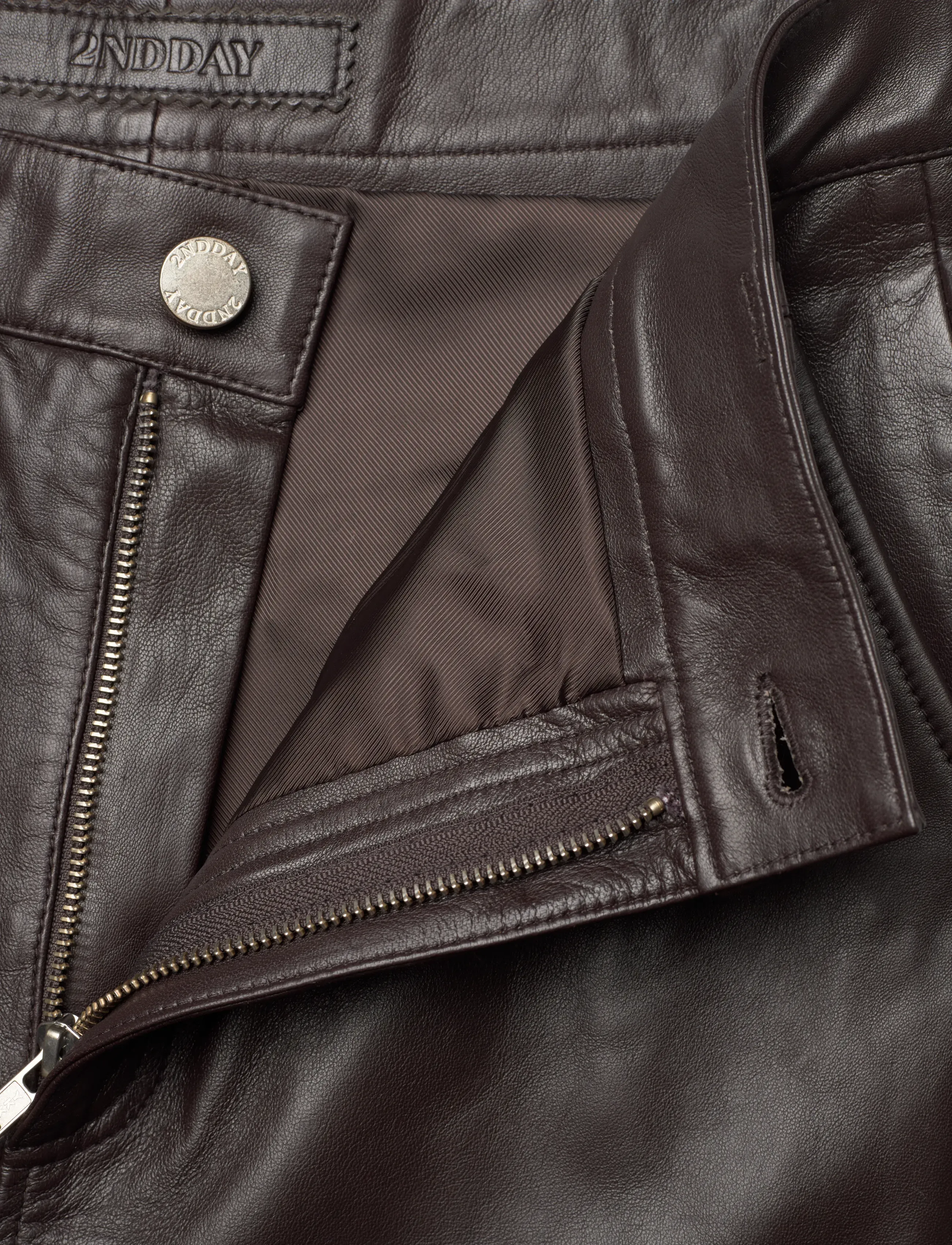 2NDDAY - 2ND Toff - Fine leather - leather trousers - 191110 chocolate plum - 3