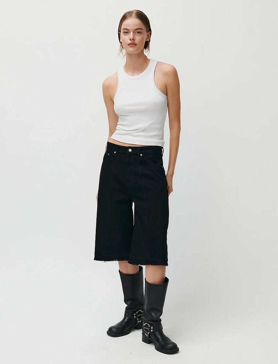 2NDDAY - 2ND Rilyn - Black Wash Denim - jorts - d003 un black denim - 0