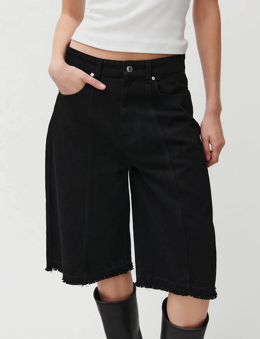 2NDDAY - 2ND Rilyn - Black Wash Denim - jorts - d003 un black denim - 4