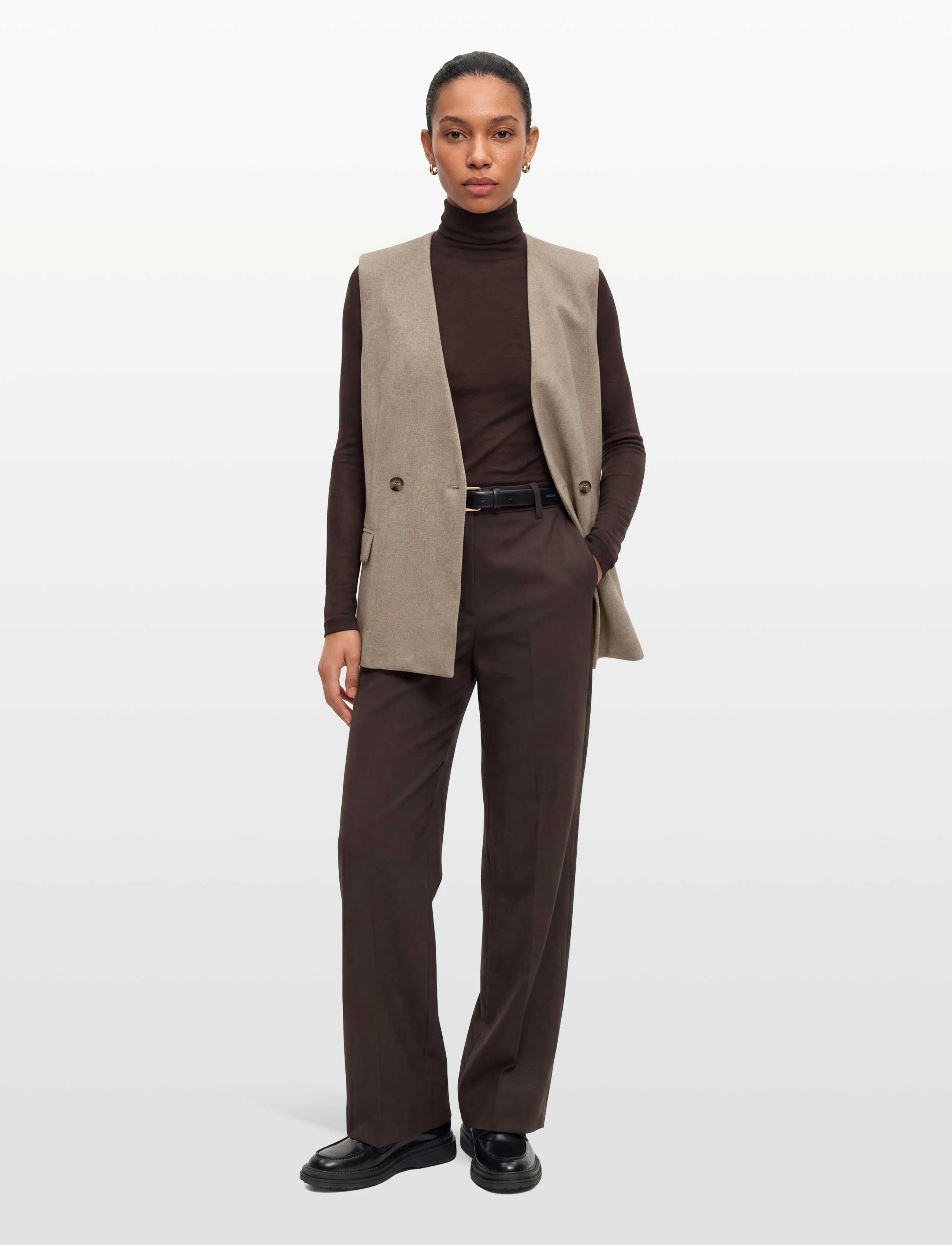 2NDDAY 2Nd Jules Herringbone Suiting, Kvinder, Dobbeltradet Vest, Beige, Str: 40