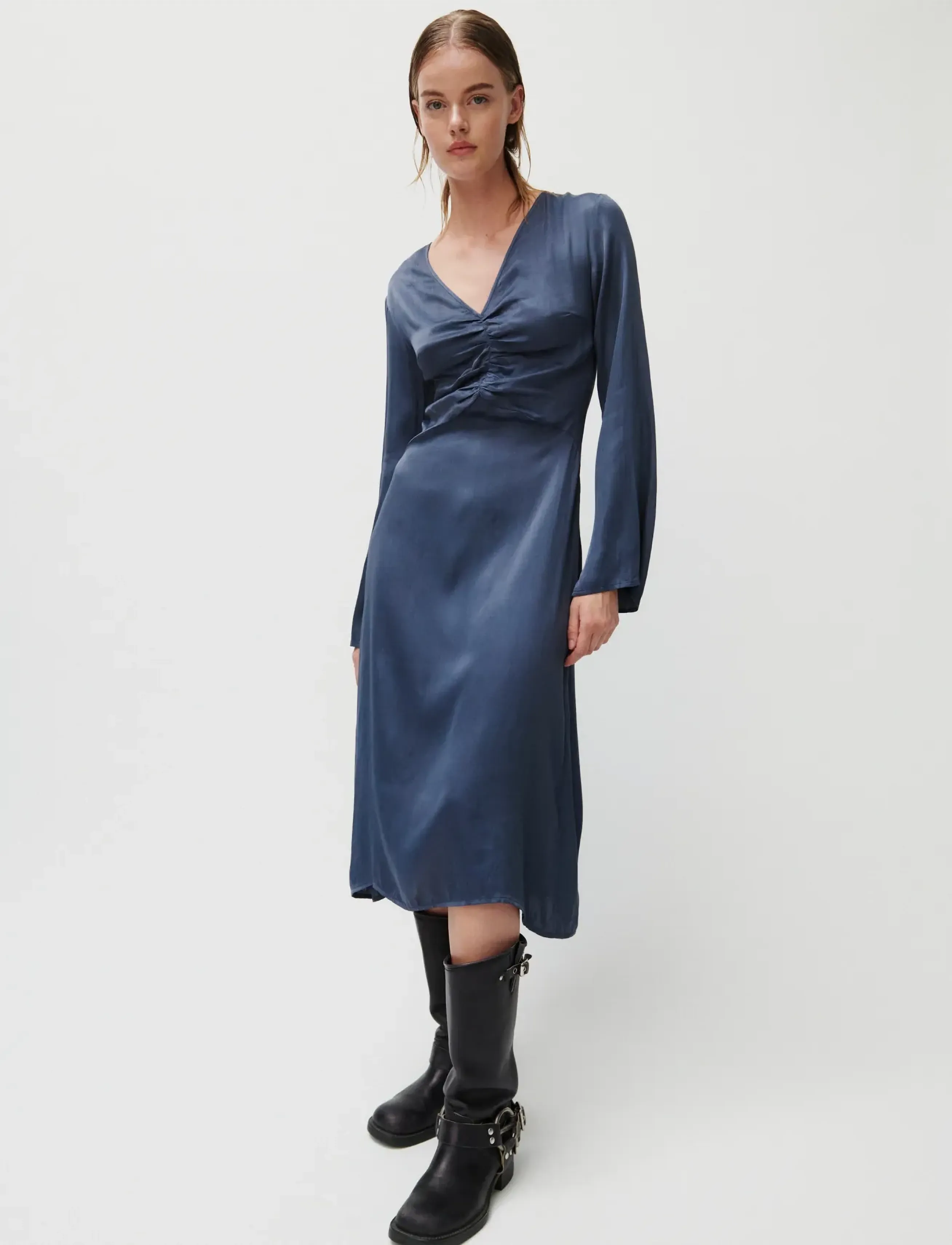 2NDDAY 2ND Gritt - Viscose - Midikleider - FLINT STONE / navy