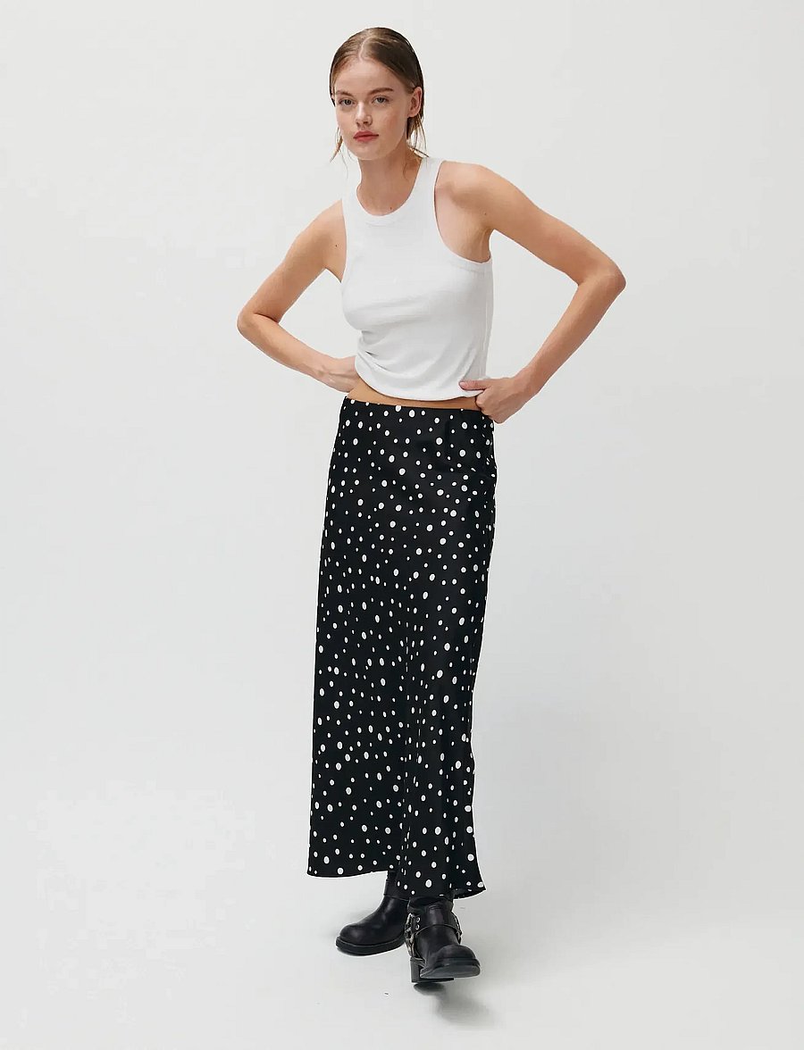 2NDDAY - 2ND Cleas - Heavy Satin - satinnederdele - white polka dot - 0