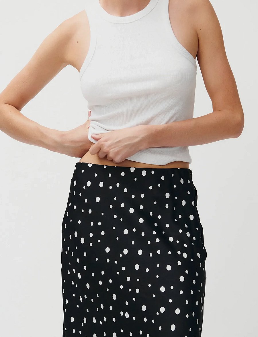 2NDDAY - 2ND Cleas - Heavy Satin - satinnederdele - white polka dot - 3
