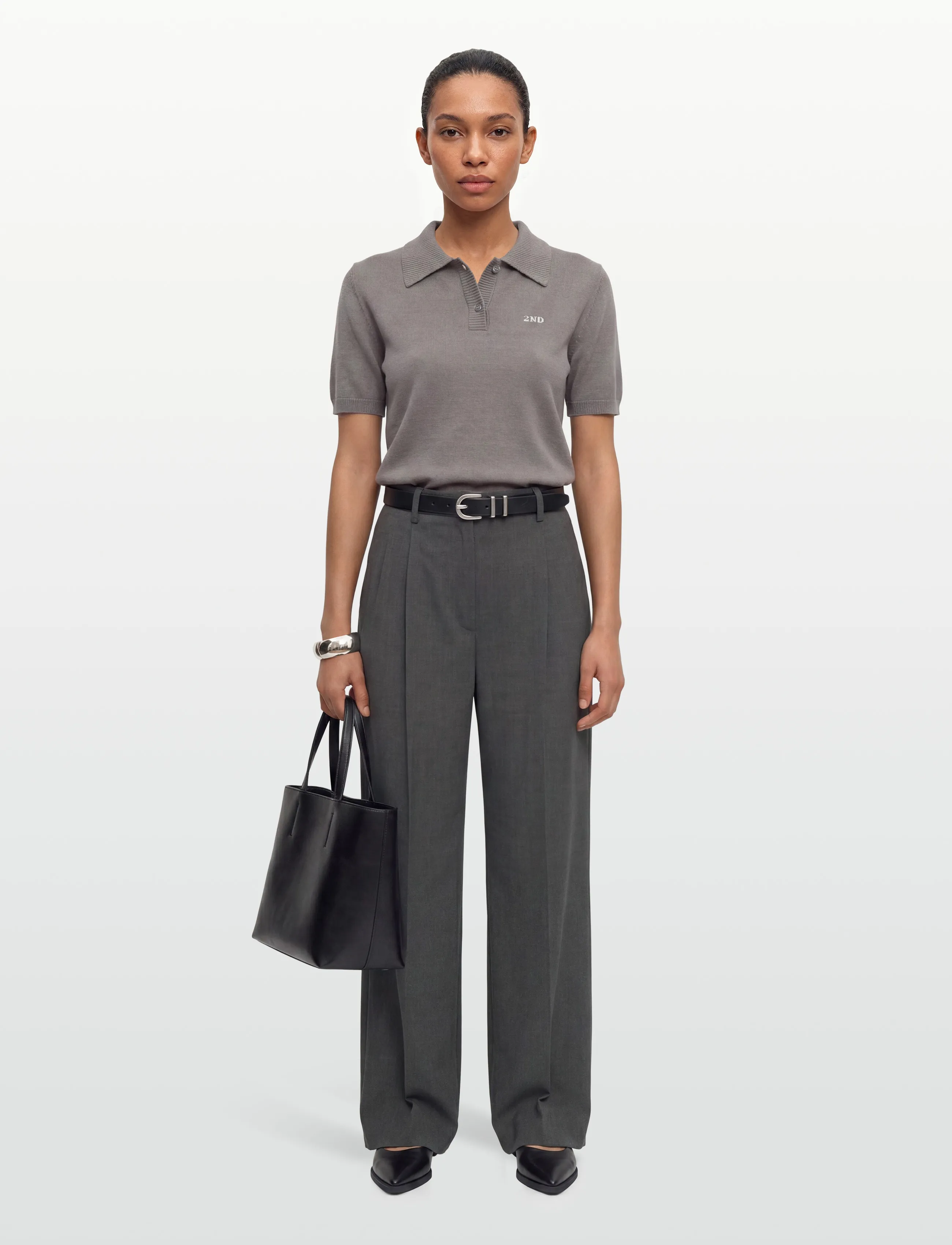 2NDDAY 2ND Jean - Soft Wool Blend - T-shirts - DARK GULL GRAY / grey