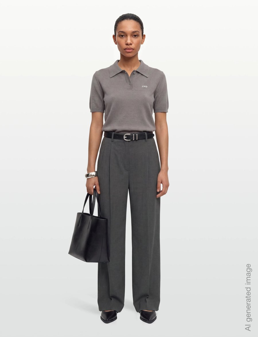 2NDDAY - 2ND Jean - Soft Wool Blend - pikéer - dark gull gray - 0