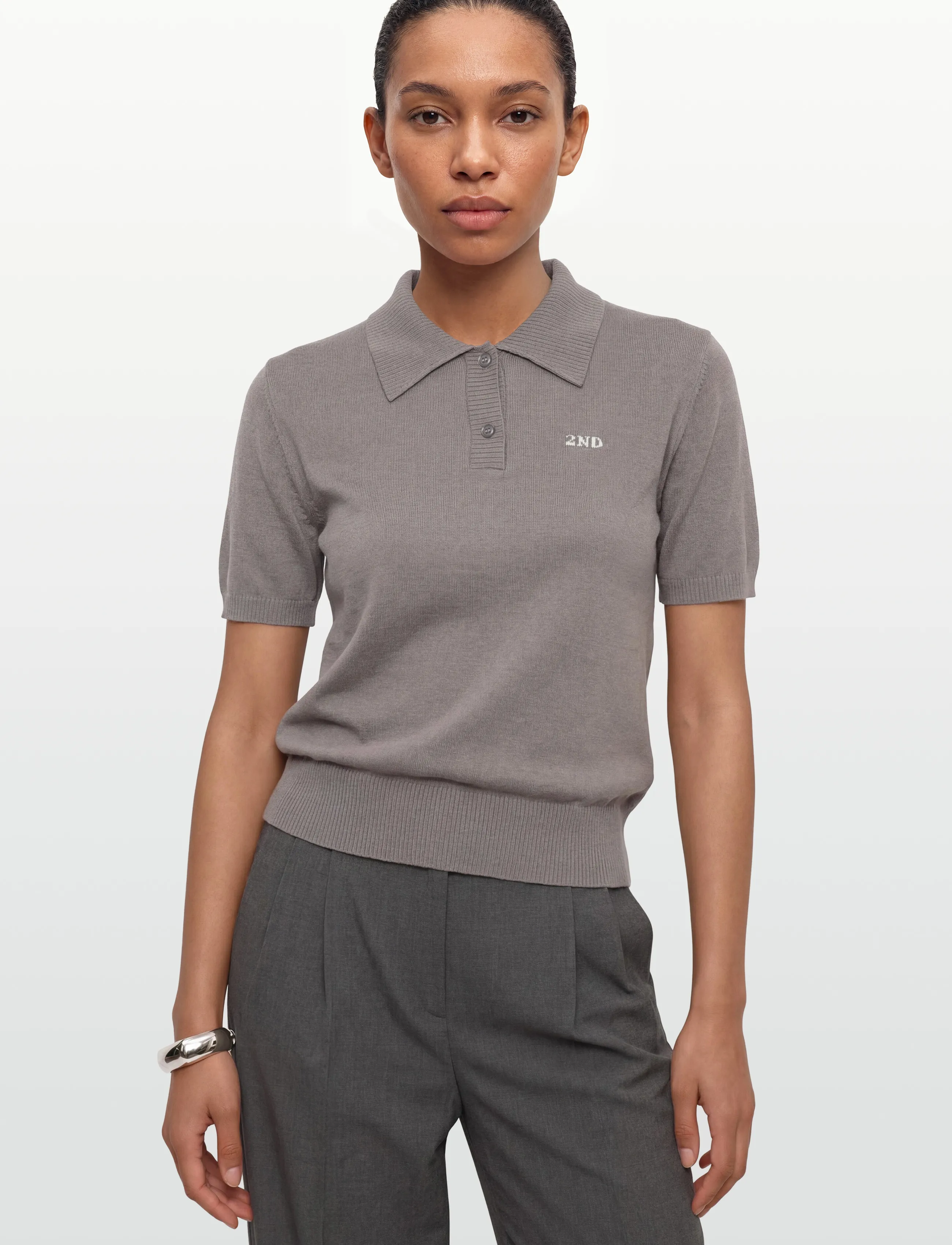 2NDDAY - 2ND Jean - Soft Wool Blend - pikéer - dark gull gray - 3